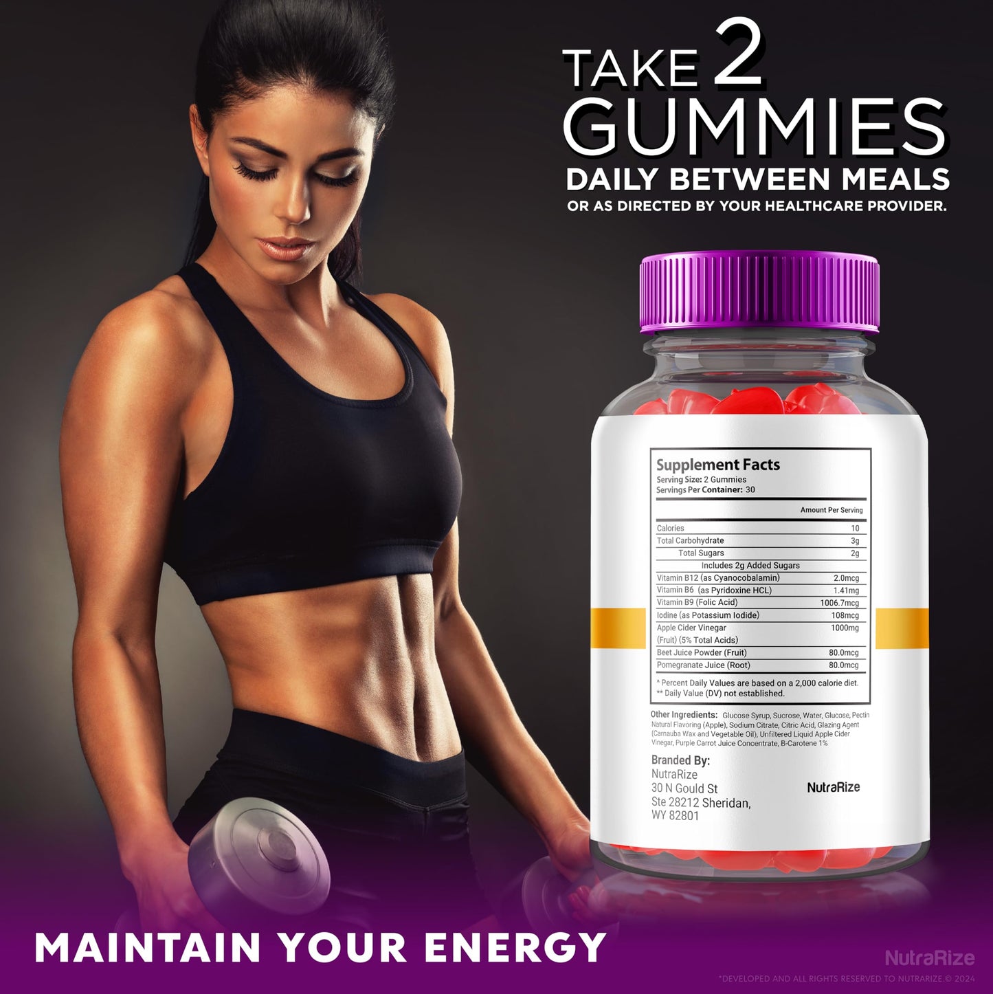 NutraRize Rapid Ripped Keto ACV Gummies, 60 Gummies
