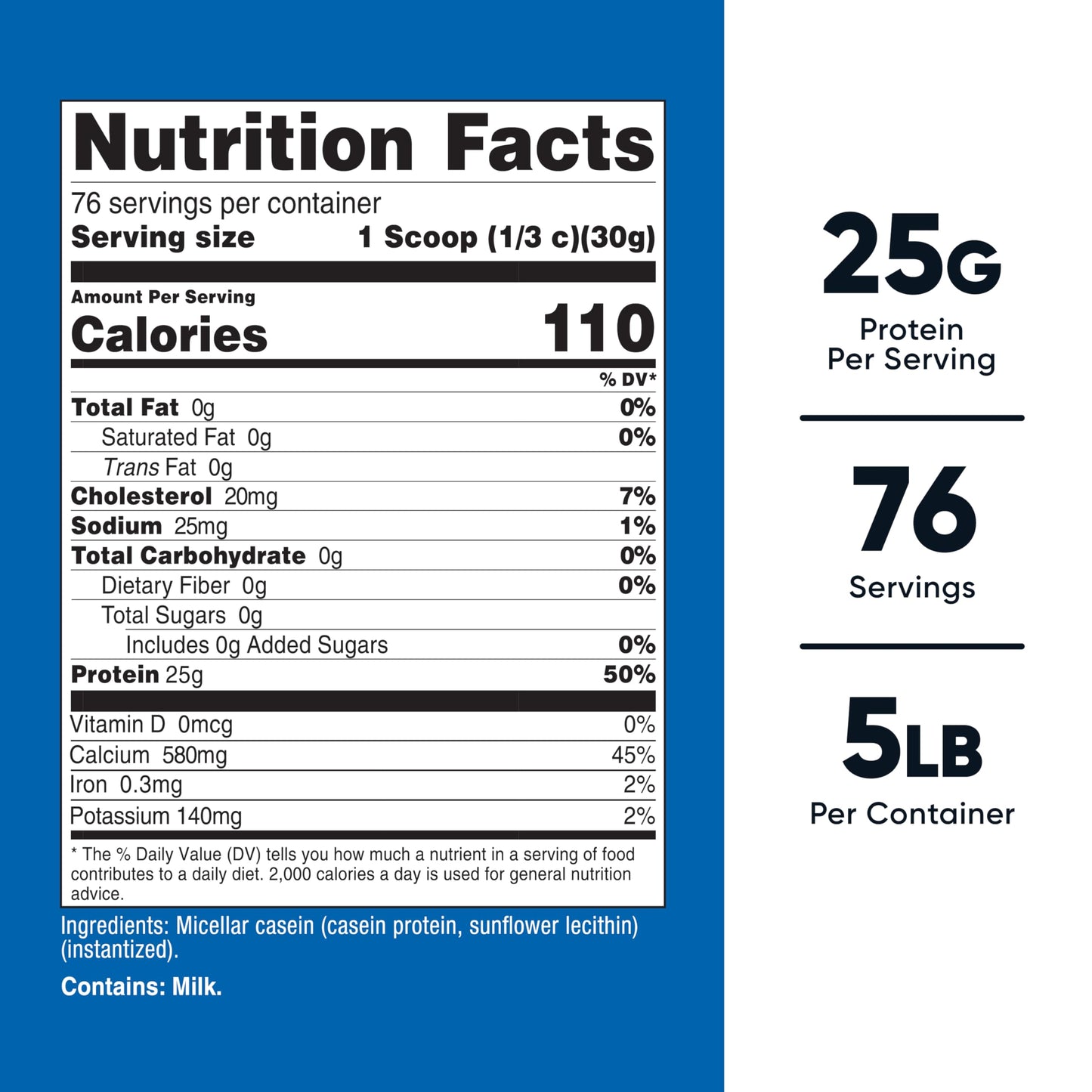 Nutricost Casein Protein Powder Micellar Casein Unflavored, 80 Servings