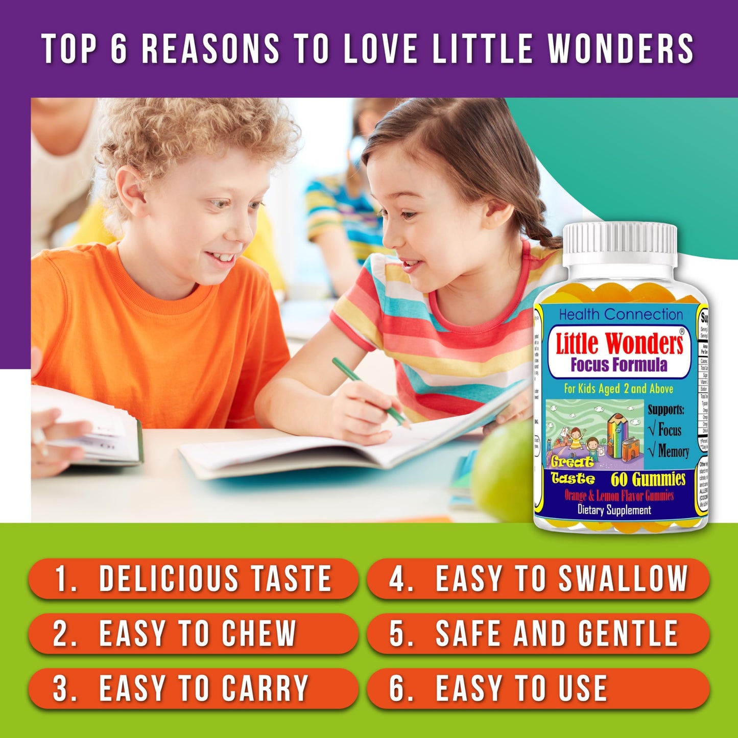 Celebrity LifeStyle Product Little Wonders Kids Omega 3 DHA Gummies, 60 Gummies