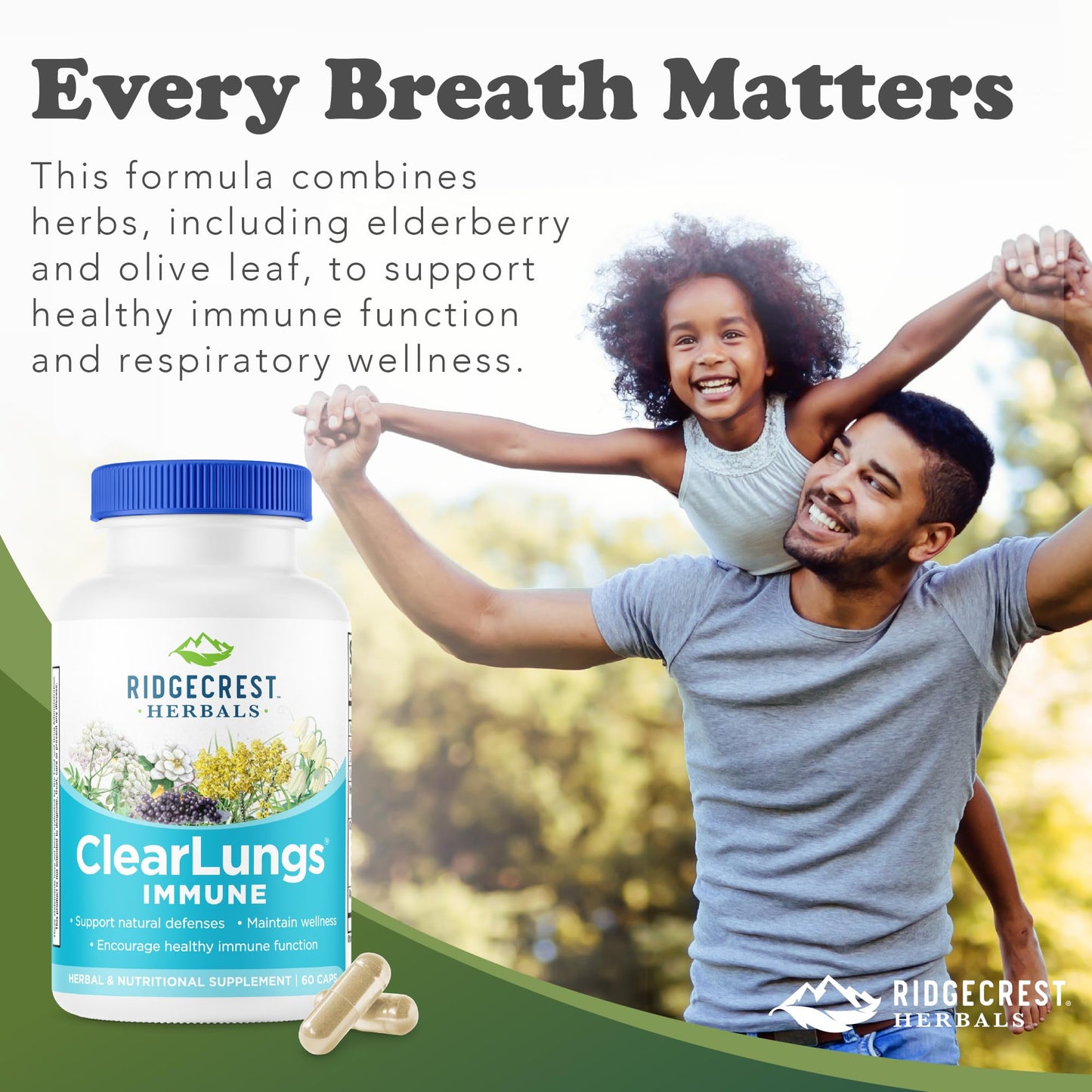 RidgeCrest Herbals ClearLungs Immune, Lung Support Supplement Capsules 60