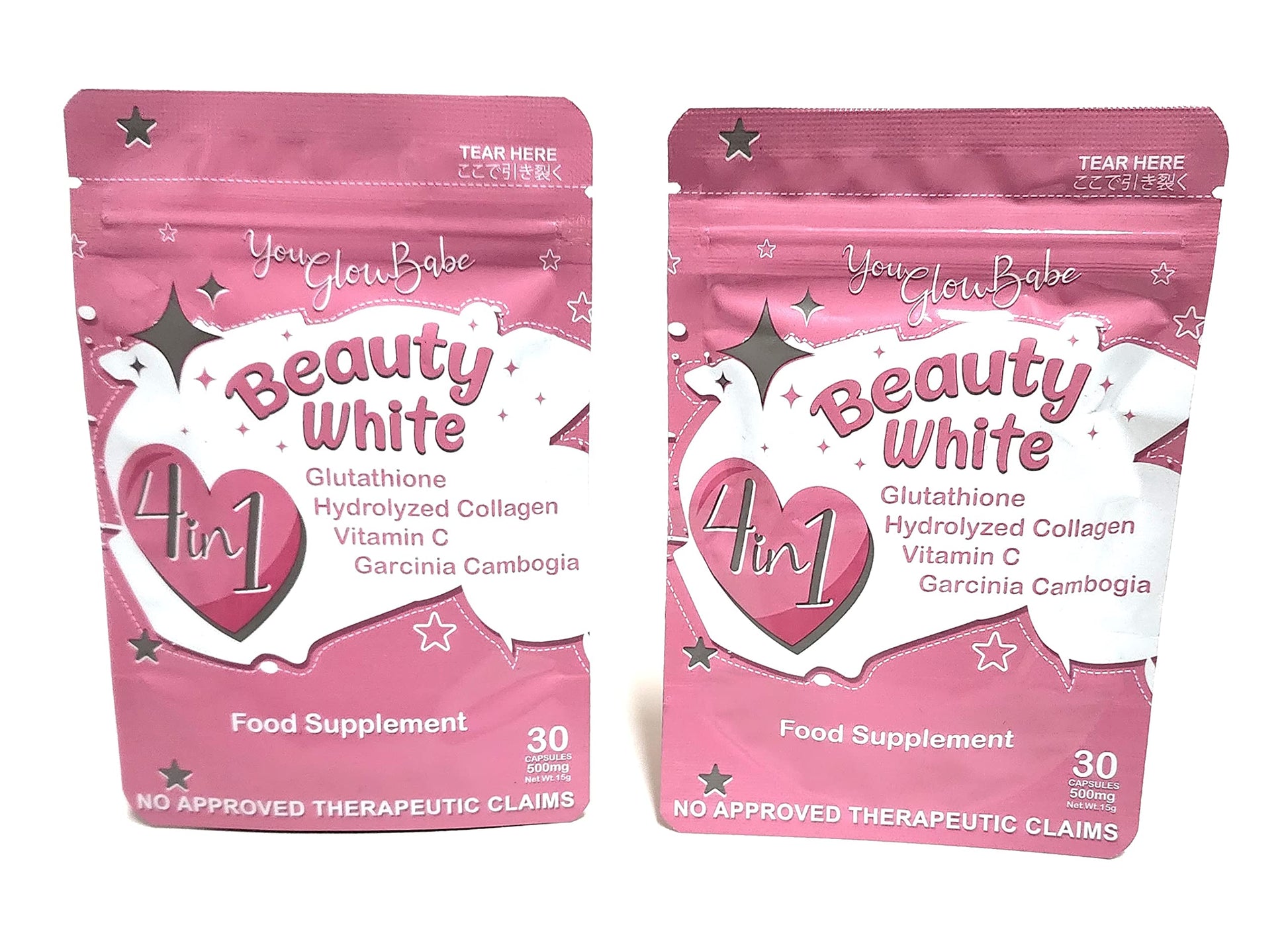 You Glow Babe Beauty White 4 in 1 Glutathione Food Supplement Capsules, 60 Count