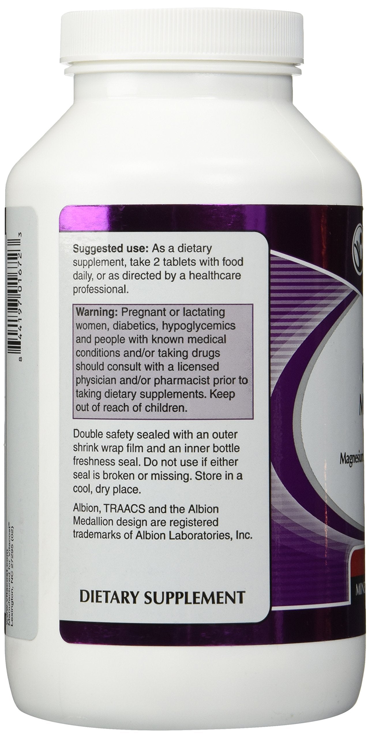 Vitacost Chelated Magnesium Albion Magnesium Glycinate Chelate Buffered 400 mg, 180 Tablets