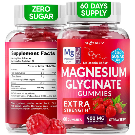 BE&LANCY Magnesium Glycinate Gummies 400mg - Extra Strength, Men & Women