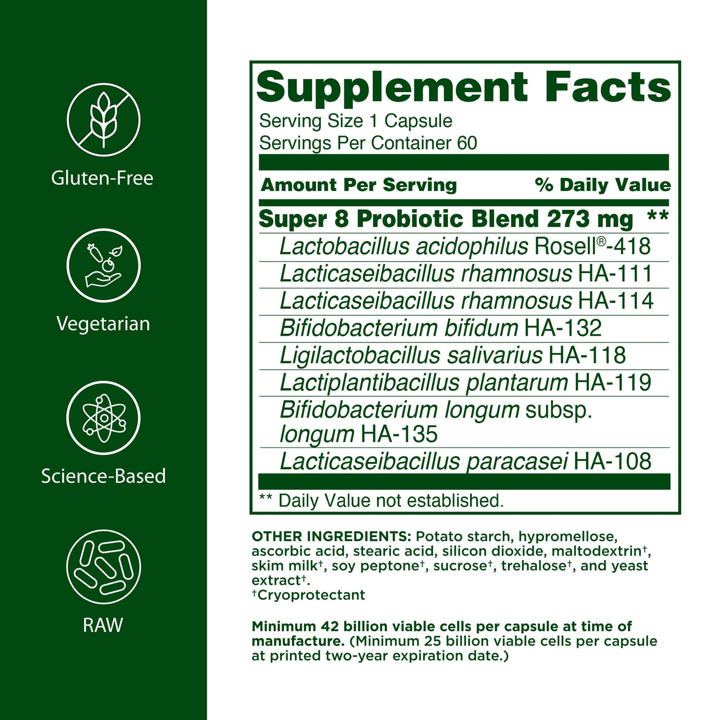 Flora FloraHealth Super 8 Hi-Potency Probiotic Capsules, 60 Count