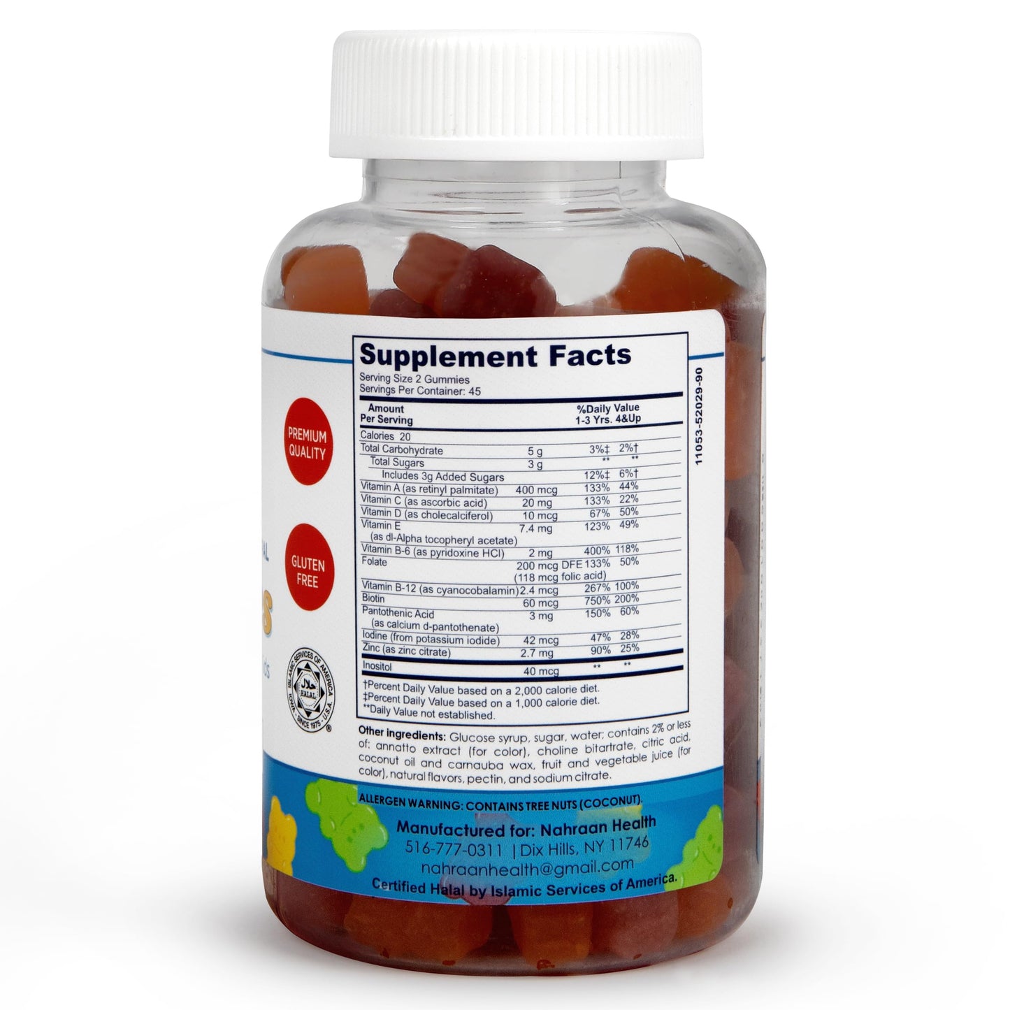 NAHRAAN HEALTH Halal Multivitamins for Kids Gummies 90 Count