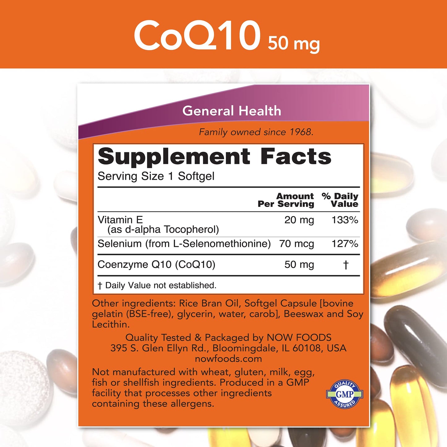NOW Foods CoQ10 50mg Softgels, 50 Count