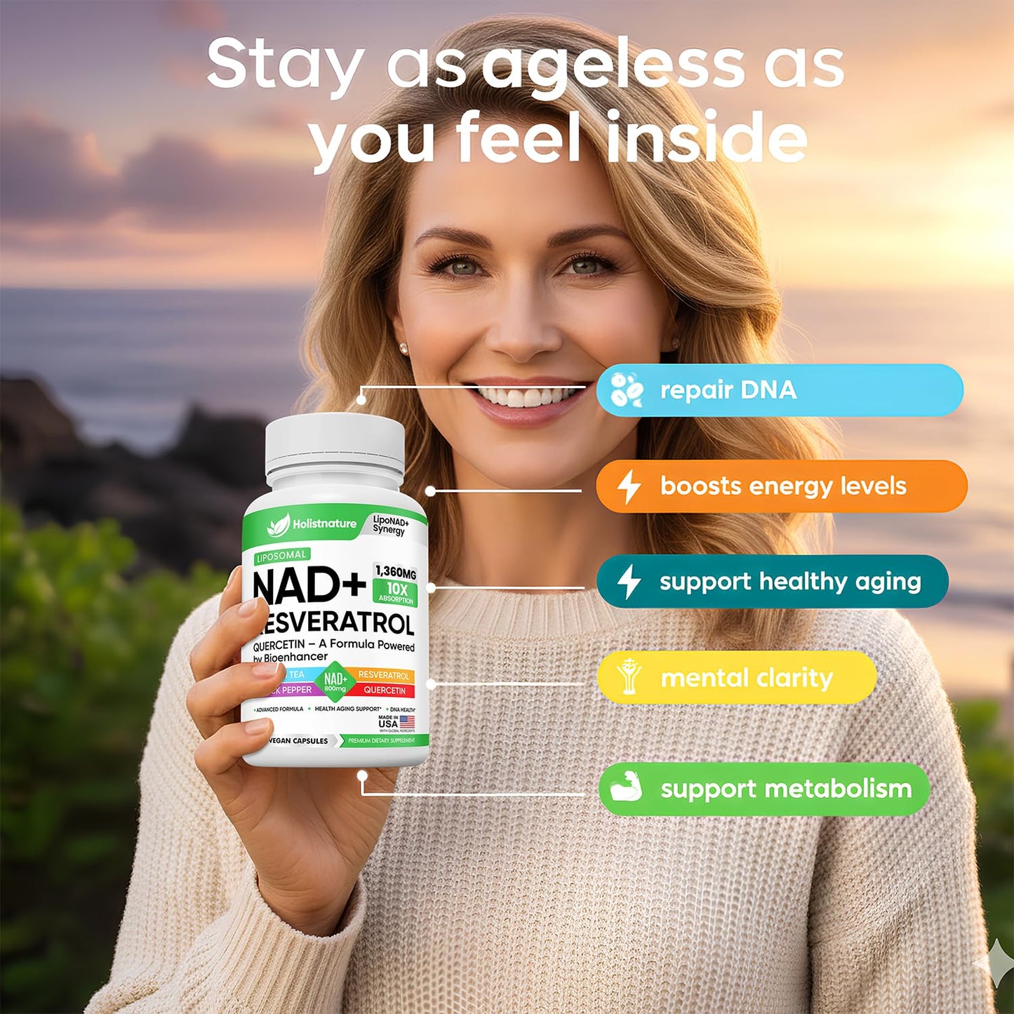 Holistnature NAD+ Supplement Capsule, 90 Capsules