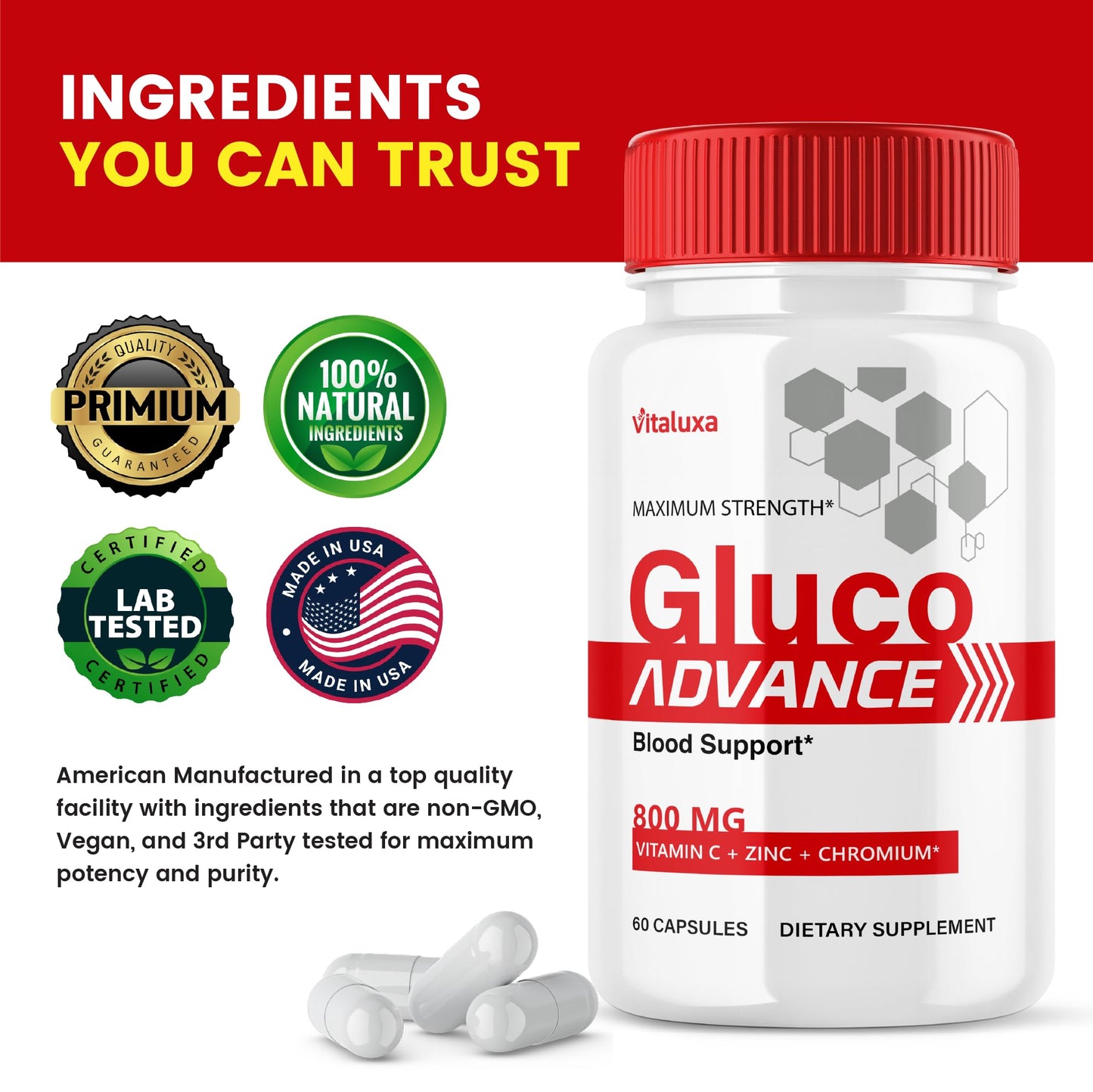 Vitaluxa Gluco Advance Capsules, 300 Capsules