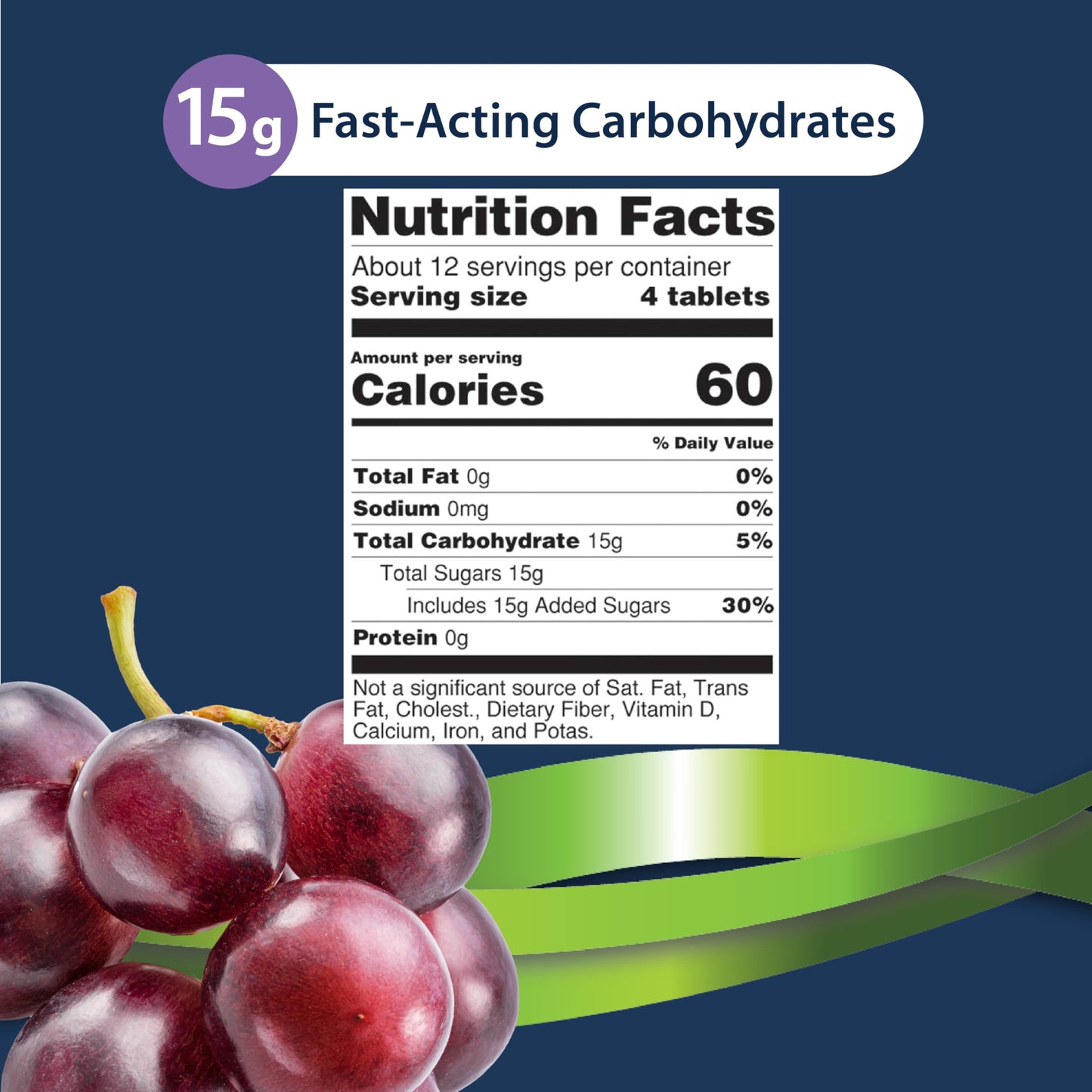 TRUEplus Glucose Tablets, Grape Flavor, 50 Count Tablets