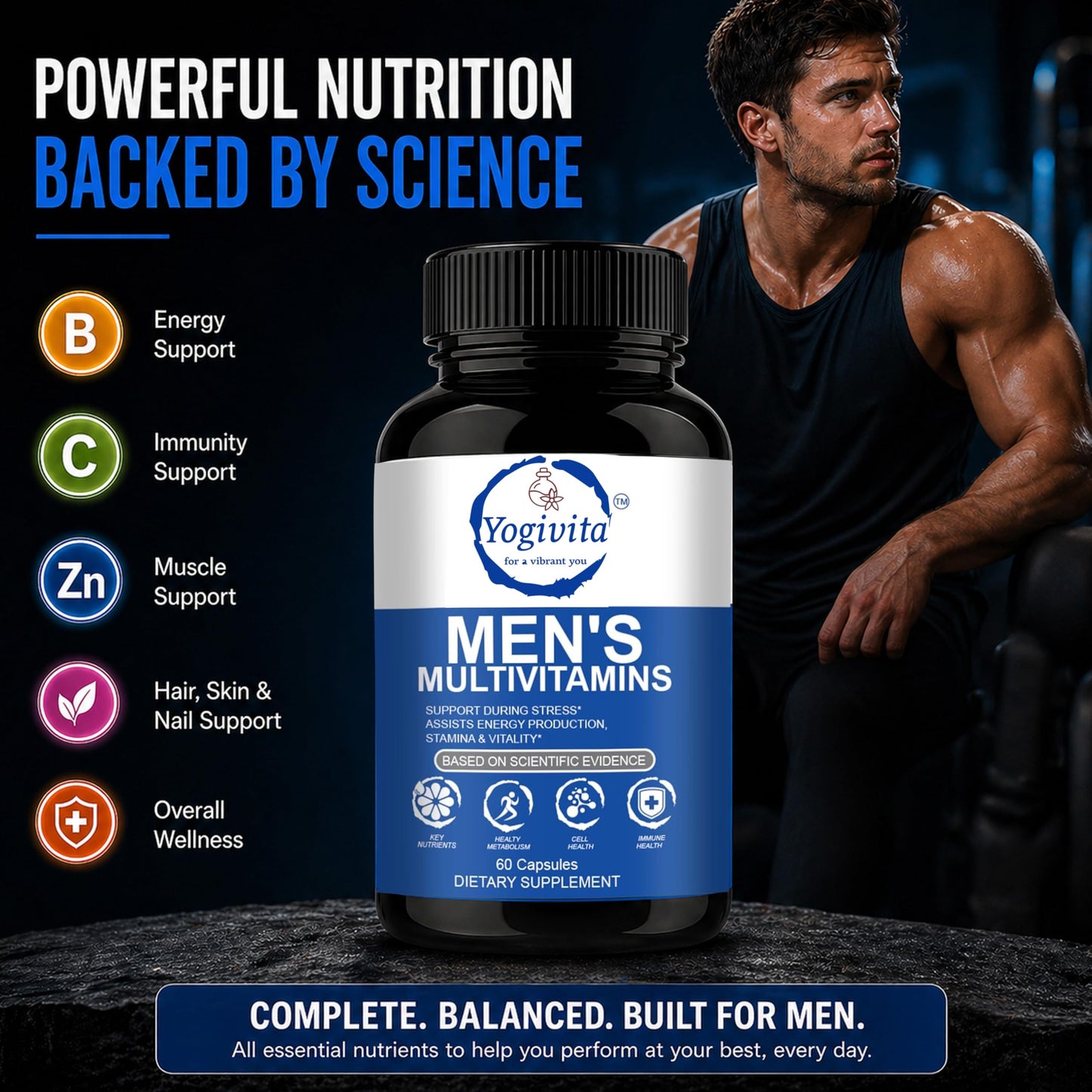 Yogivita Men’s Multivitamin Capsules, 60 Count