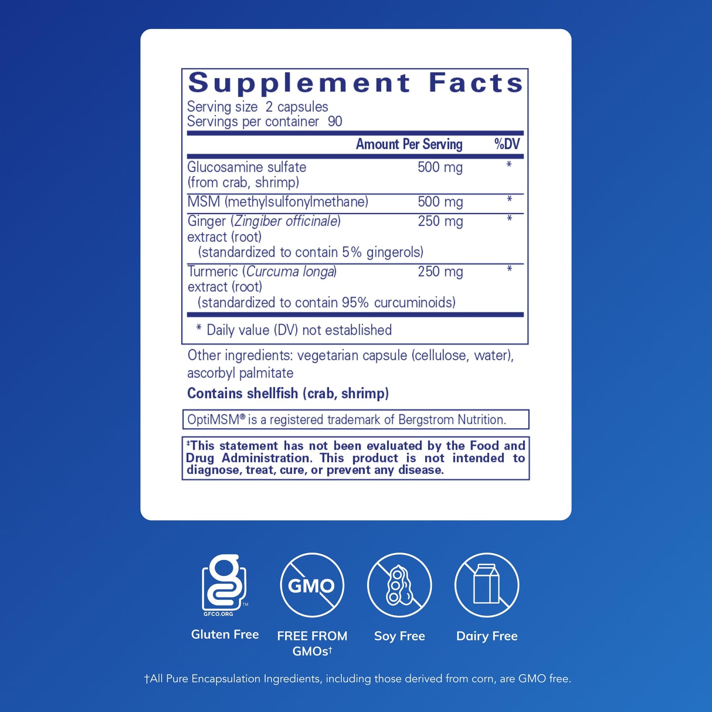Pure Encapsulations Glucosamine MSM Capsule, 180 Capsules