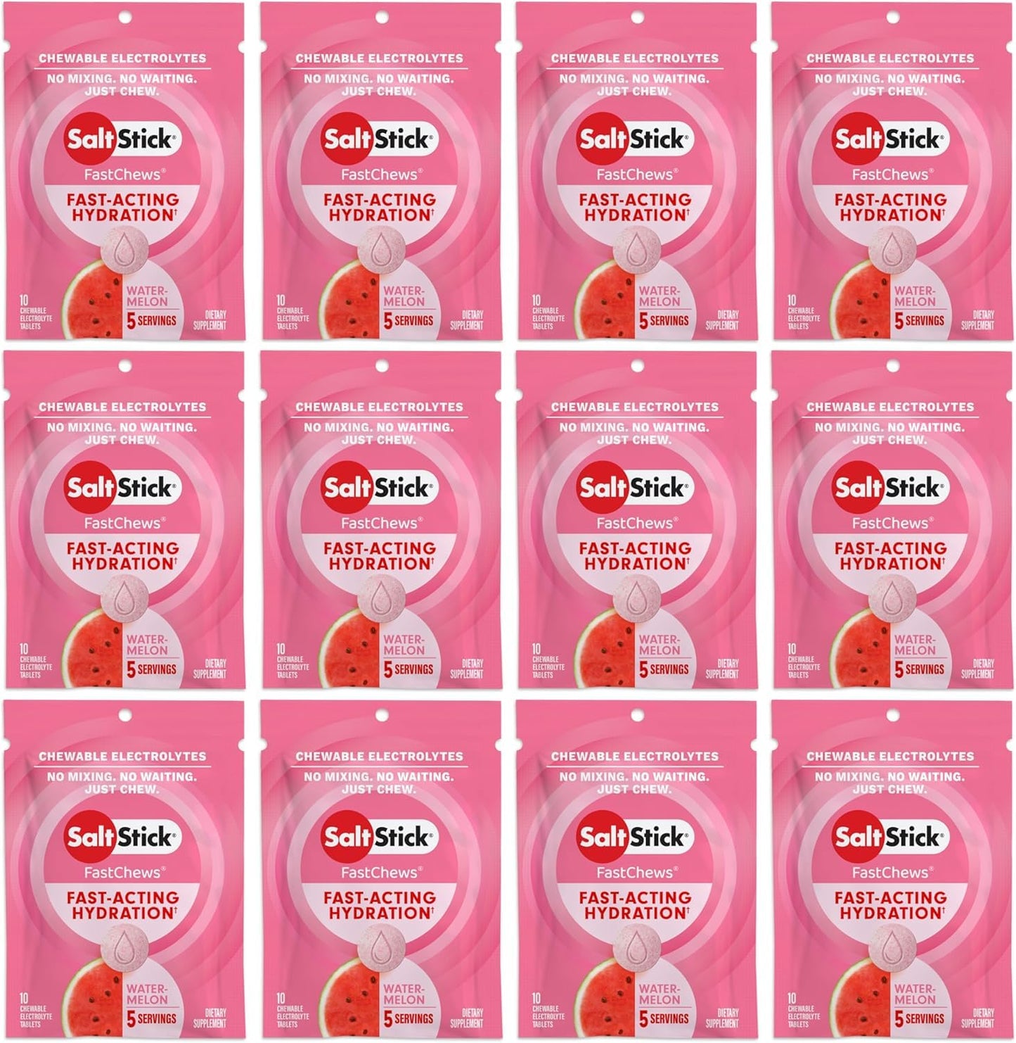 SaltStick Electrolyte FastChews Chewable Electrolyte Tablets Watermelon, 120 Tablets