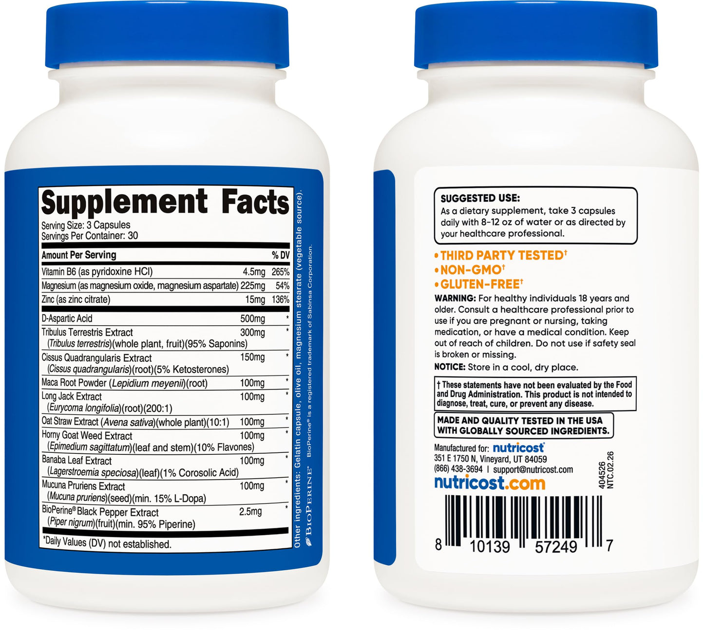 Nutricost Testosterone Support Complex 90 Capsules