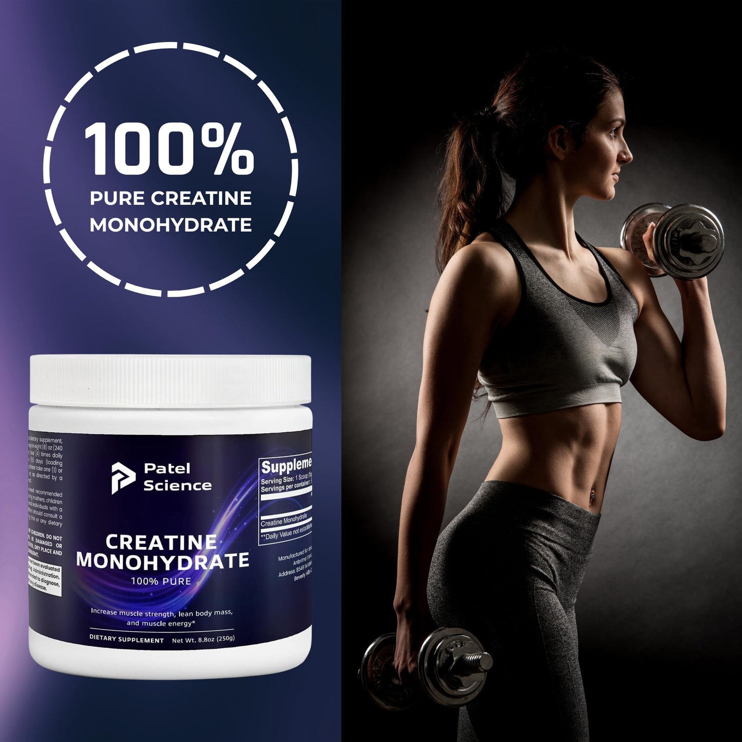 Patel Science Creatine Monohydrate Powder 0.65 oz