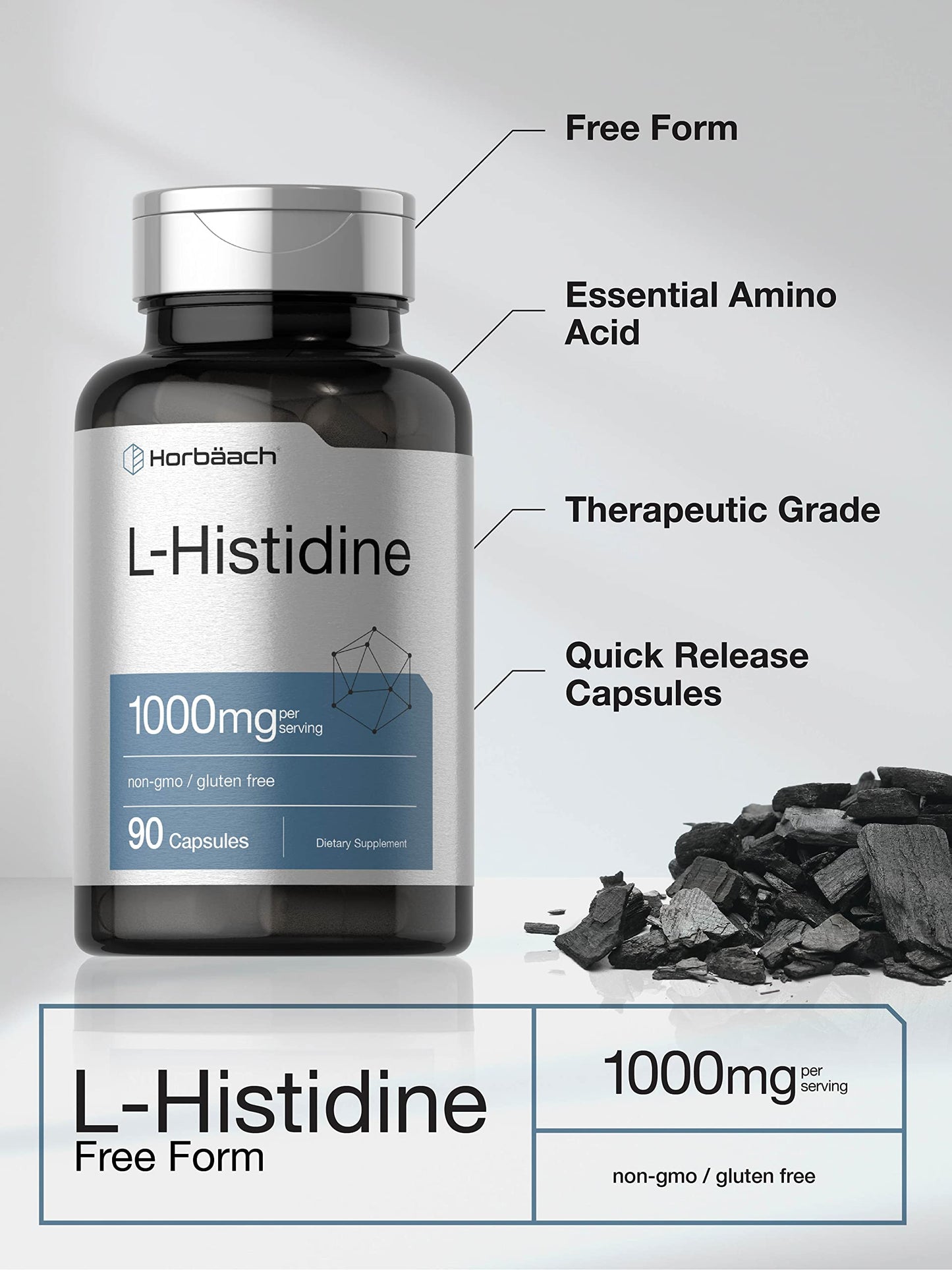 Horbäach L-Histidine 1000mg Capsules 90 Count
