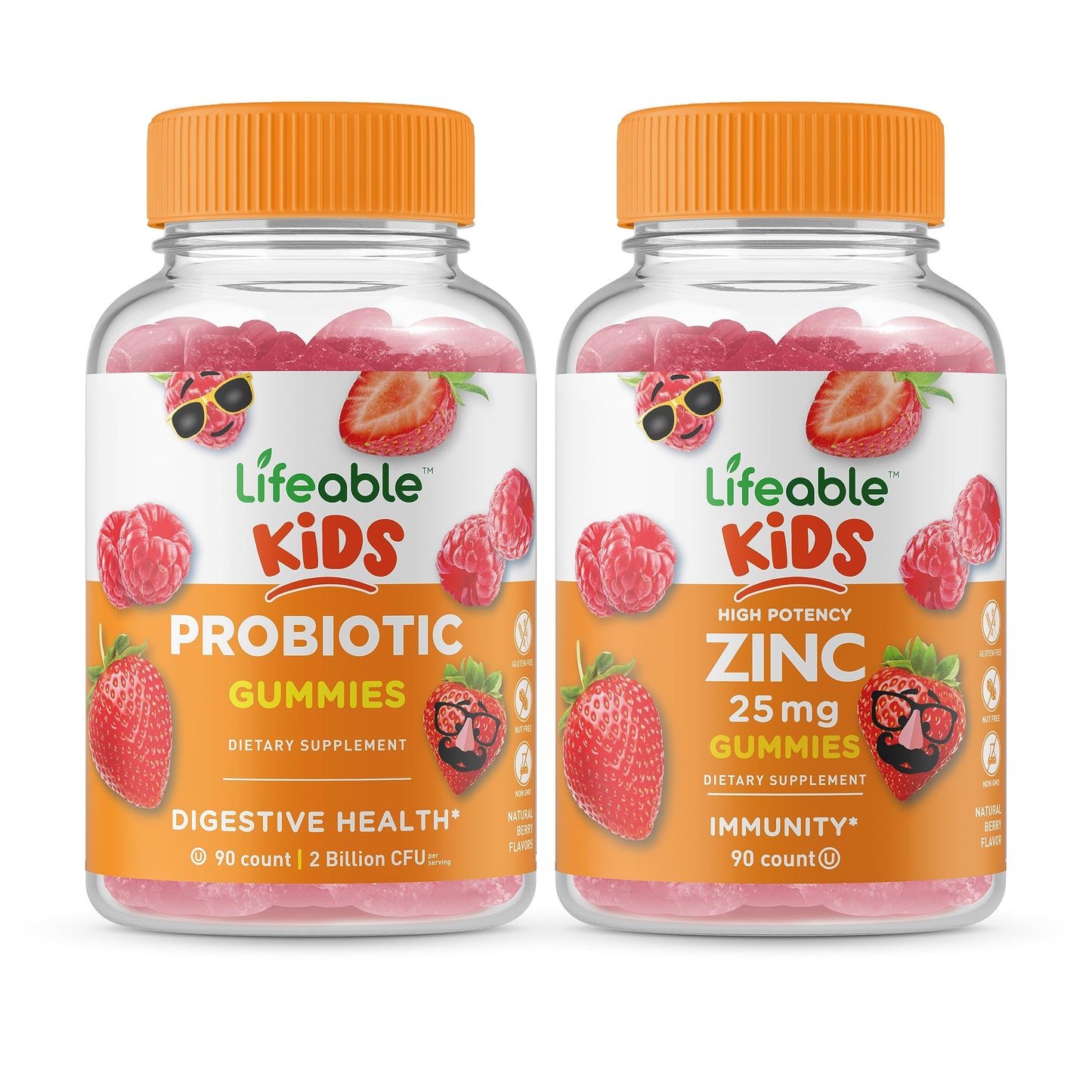 Lifeable Probiotic 2 Billion CFU Kids + Zinc 25mg Kids, Chewable Gummy, 180 Gummies