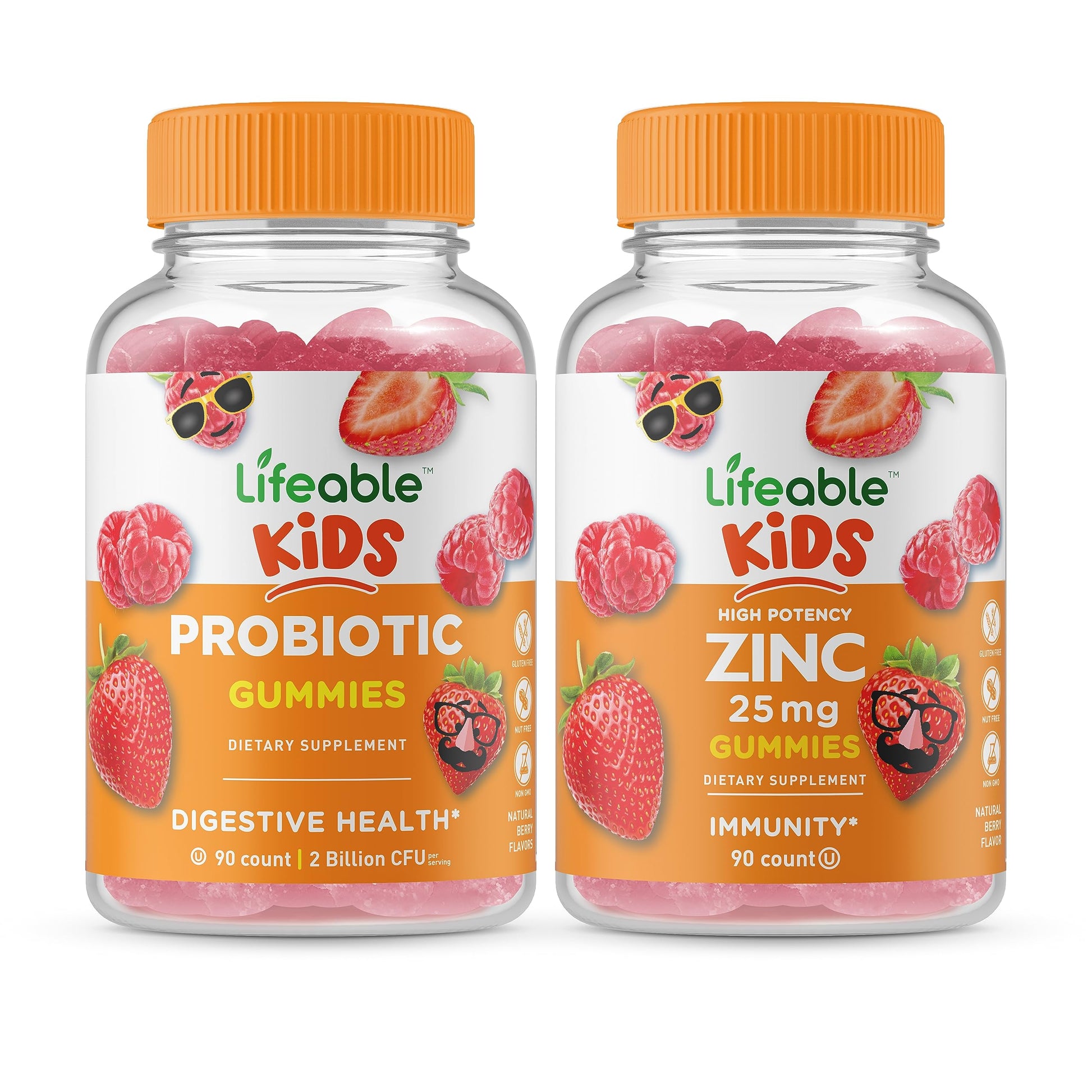 Lifeable Probiotic 2 Billion CFU Kids + Zinc 25mg Kids, Chewable Gummy, 180 Gummies