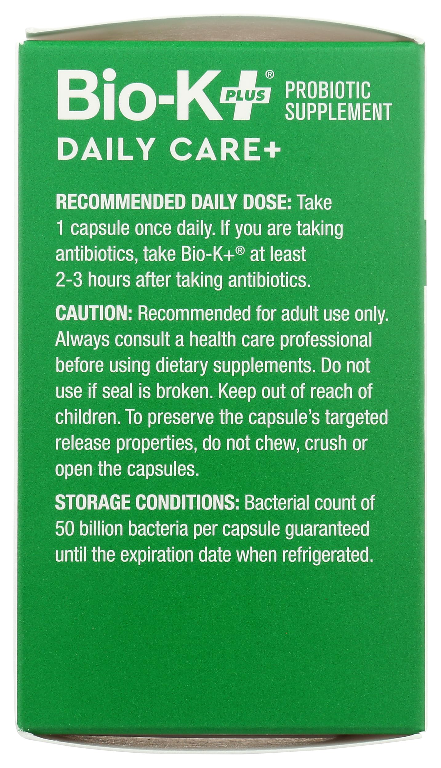 Bio-K Plus Dailycare 50 Billion Probiotics Capsules, 30 Count