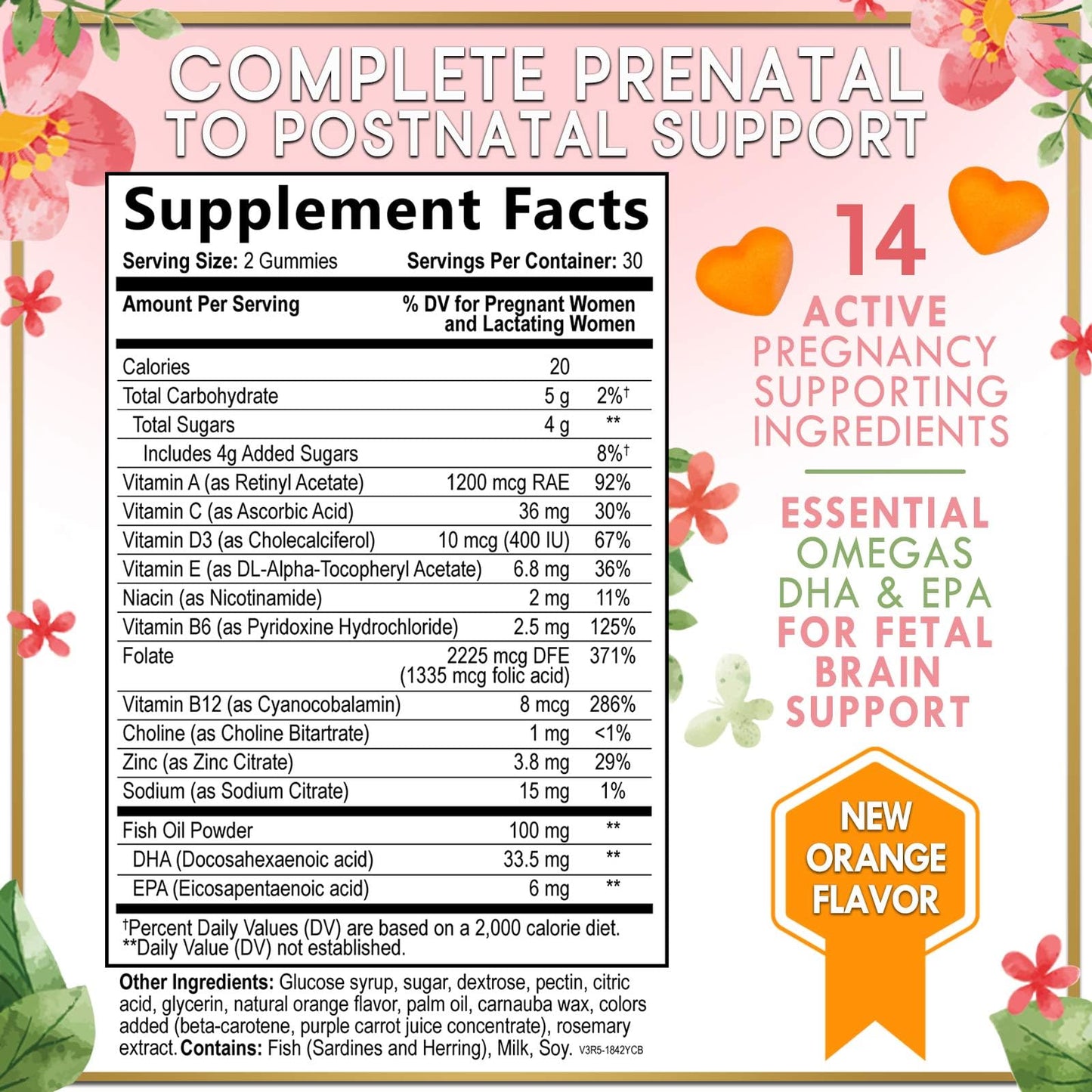 Hello Lovely! Prenatal Vitamins for Women – Complete Pregnancy Multivitamin with Folic Acid, Omega-3 DHA, Choline, Vitamin D – Essential Support for Mom & Baby Brain Development – Tasty Orange Flavor, 60 Gummies