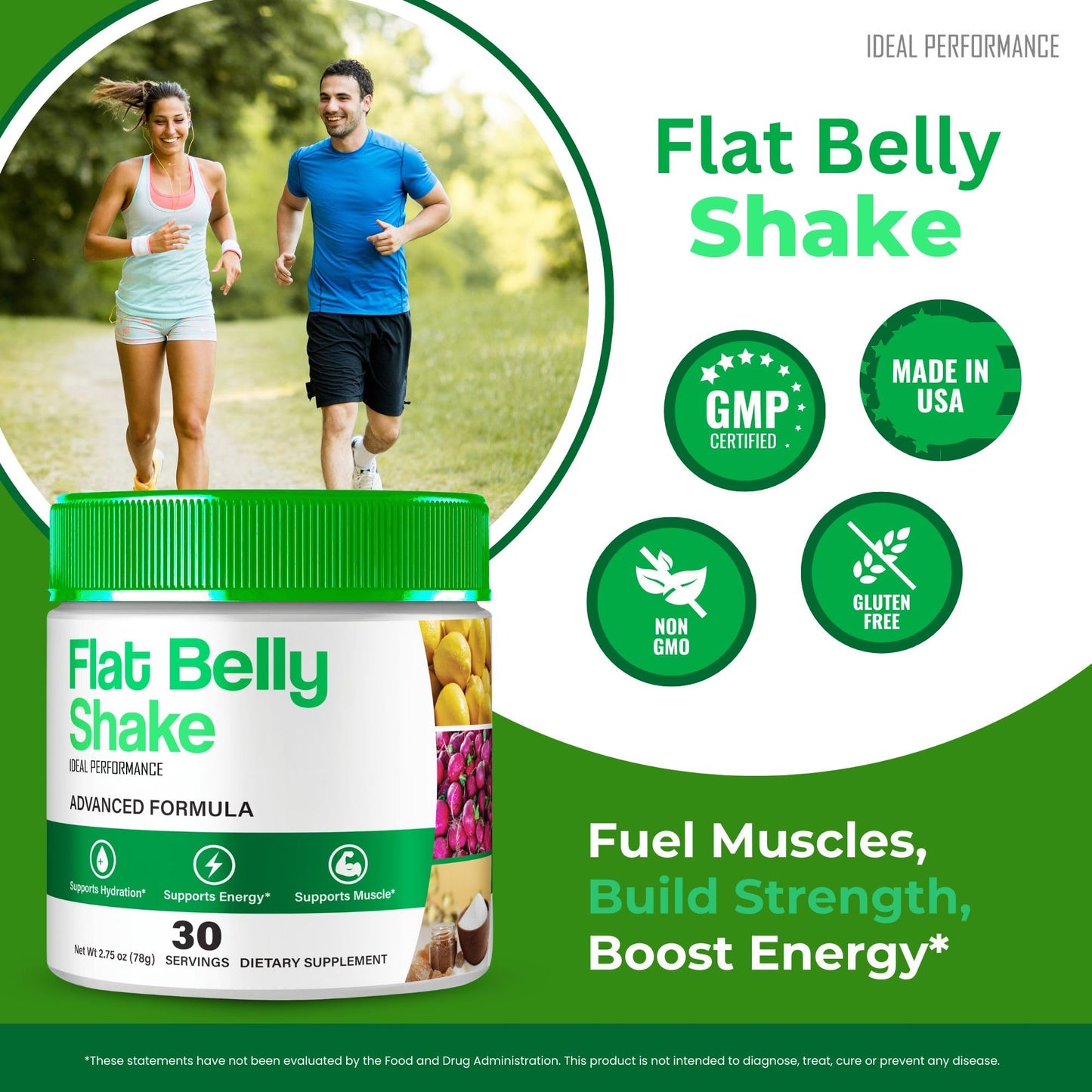 Ideal Performance Flat Belly Shake Powder, 2 oz