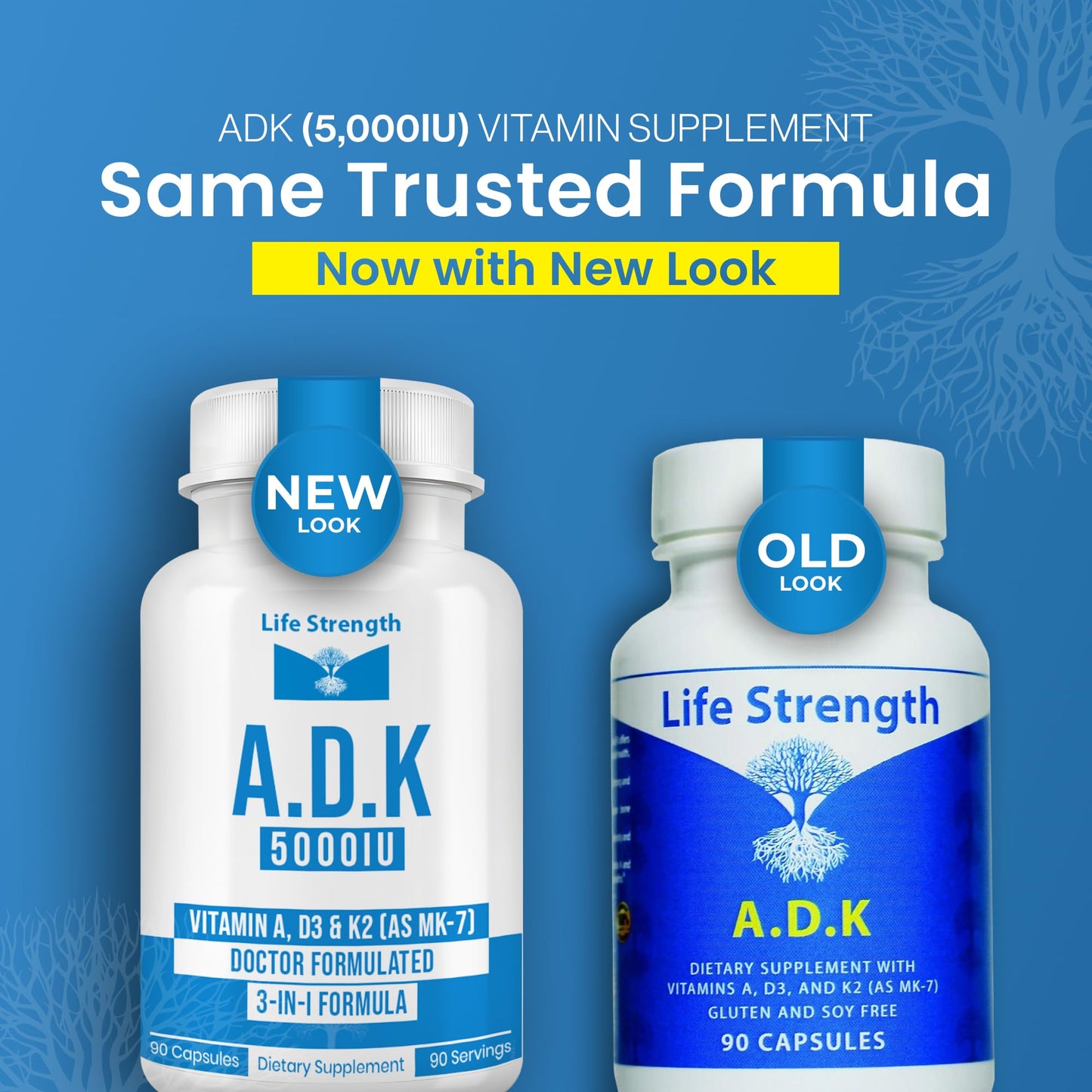 LifeStrength ADK 5 Vitamin A, D3 & K2 Capsules 90 Count