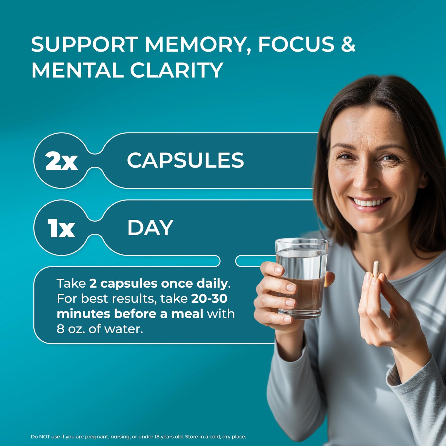 PureHealth Research Ageless Brain Supplements for Memory and Focus, 60 Capsules