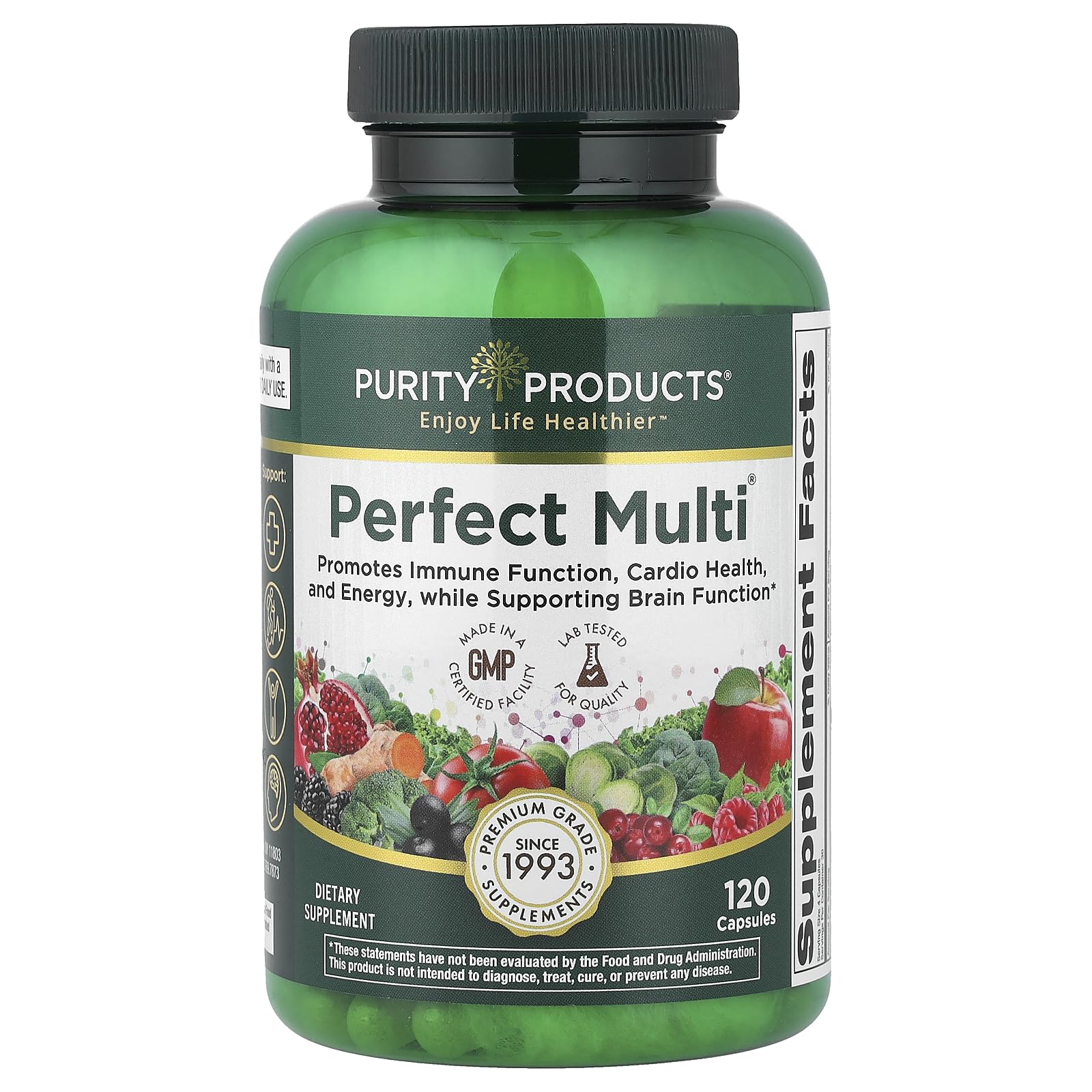Purity Products Perfect Multi - Multivitamin Packed with Vitamins, Minerals and Phytonutrients - 60 Breakthrough Nutrients - Support for Healthy Immunity, Normal Energy Levels - 120 Capsules