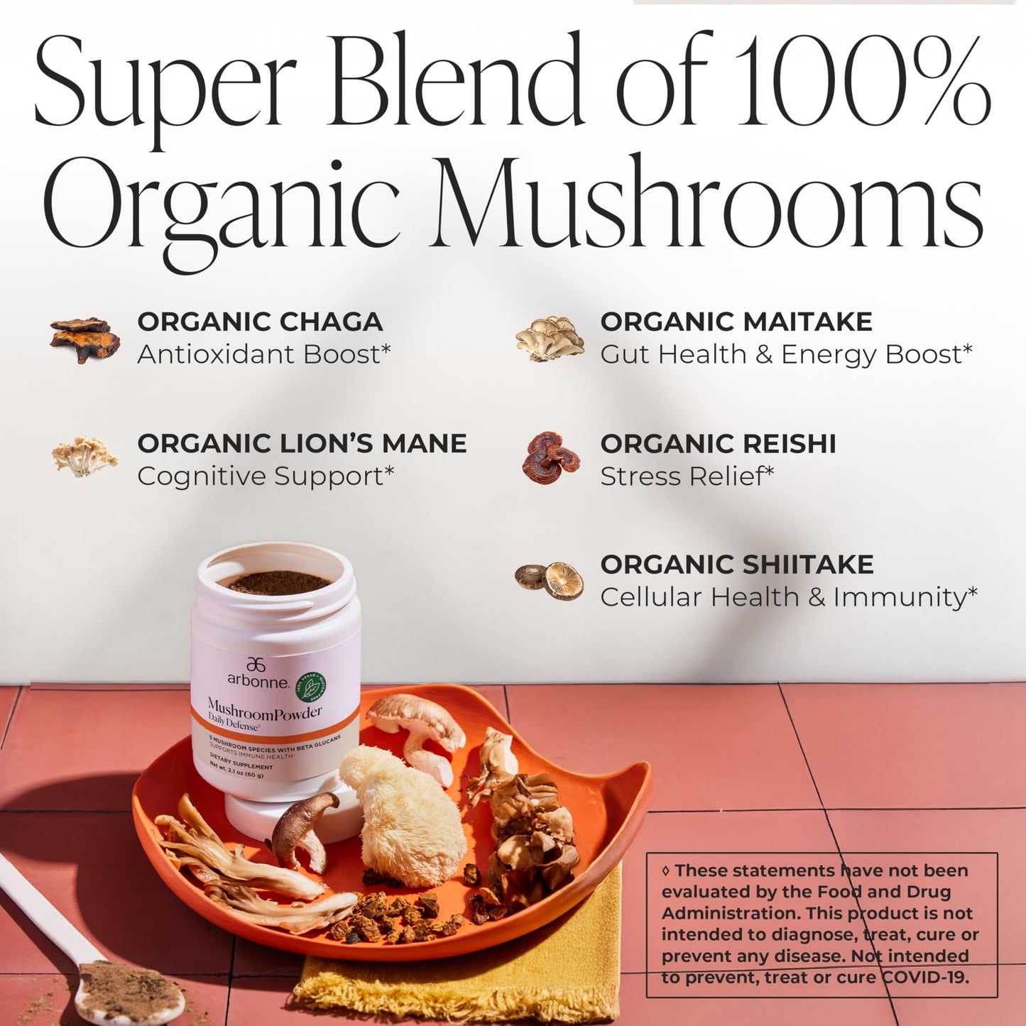Arbonne Mushroom Powder Daily Defense Powder 2.1 oz