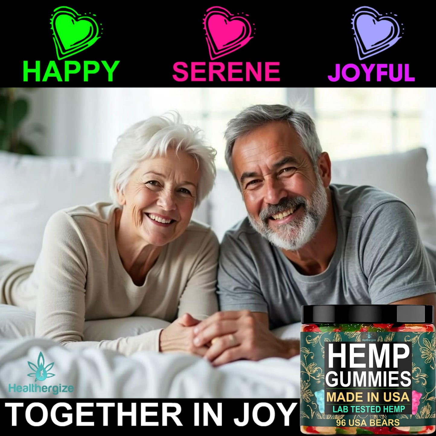 Healthergize Hemp Gummies for Sleep and Calm Relaxation Chewable, 96 Count