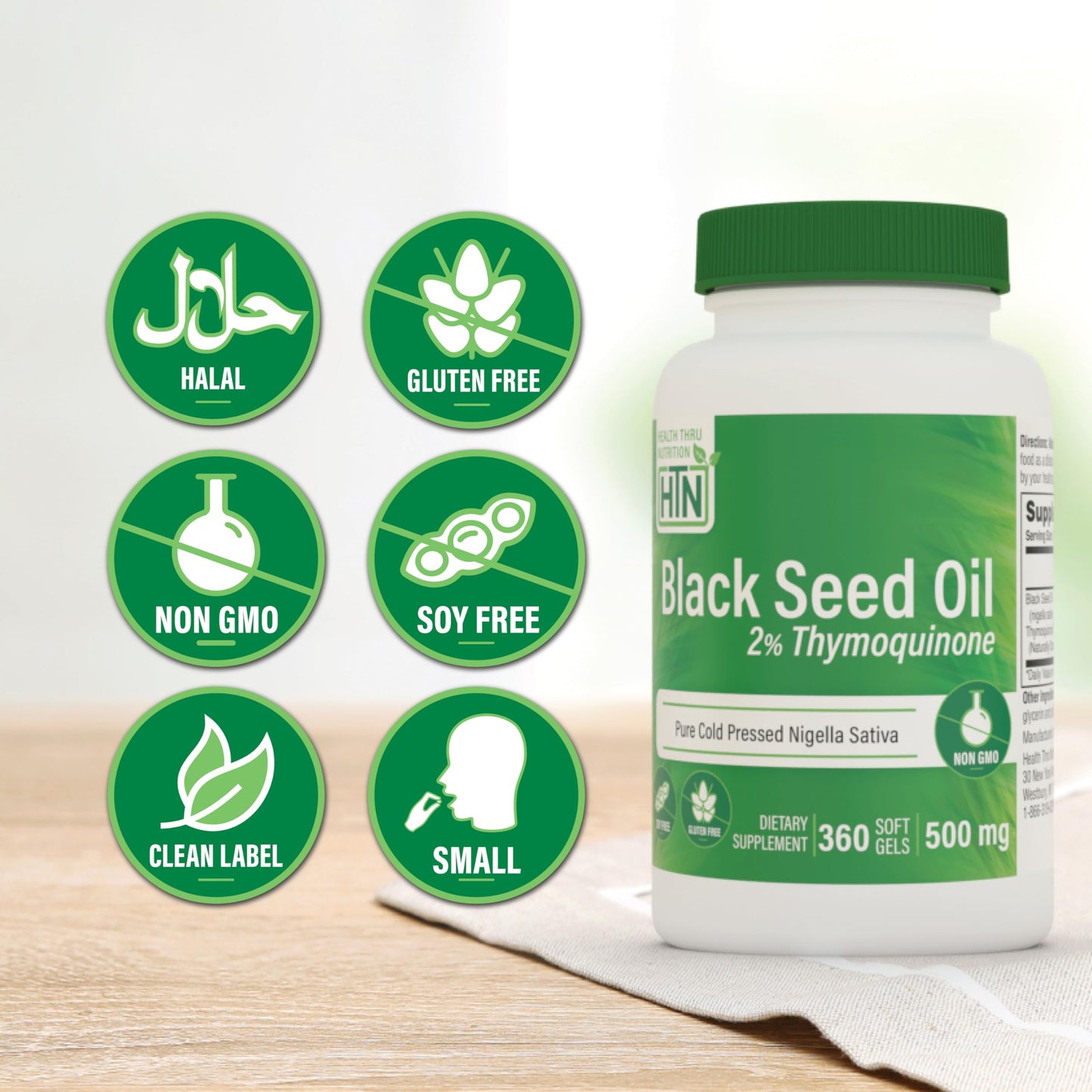 Health Thru Nutrition Black Seed Oil 500mg Softgels, 360 Count