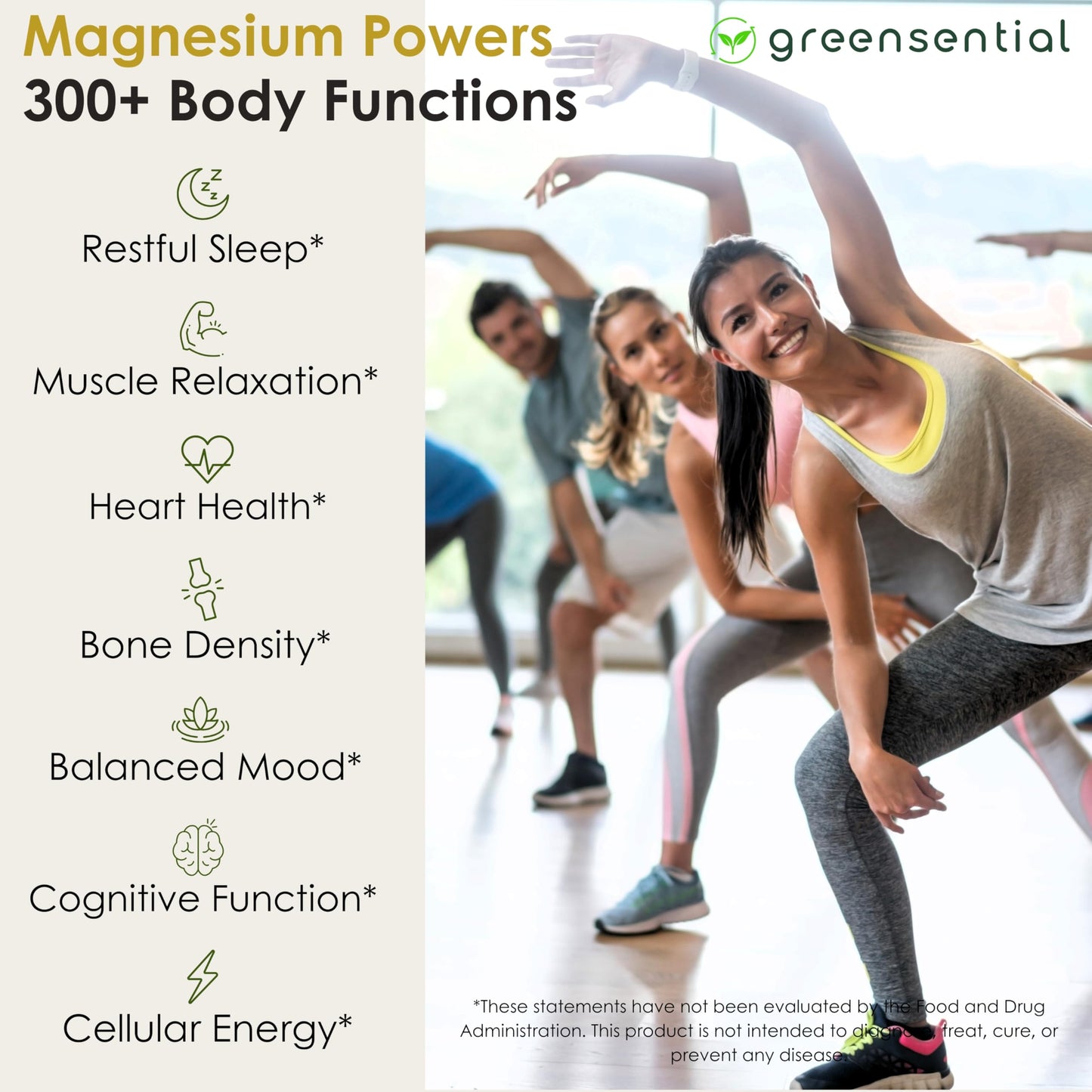 Greensential Magnesium Glycinate Capsules 120 Count
