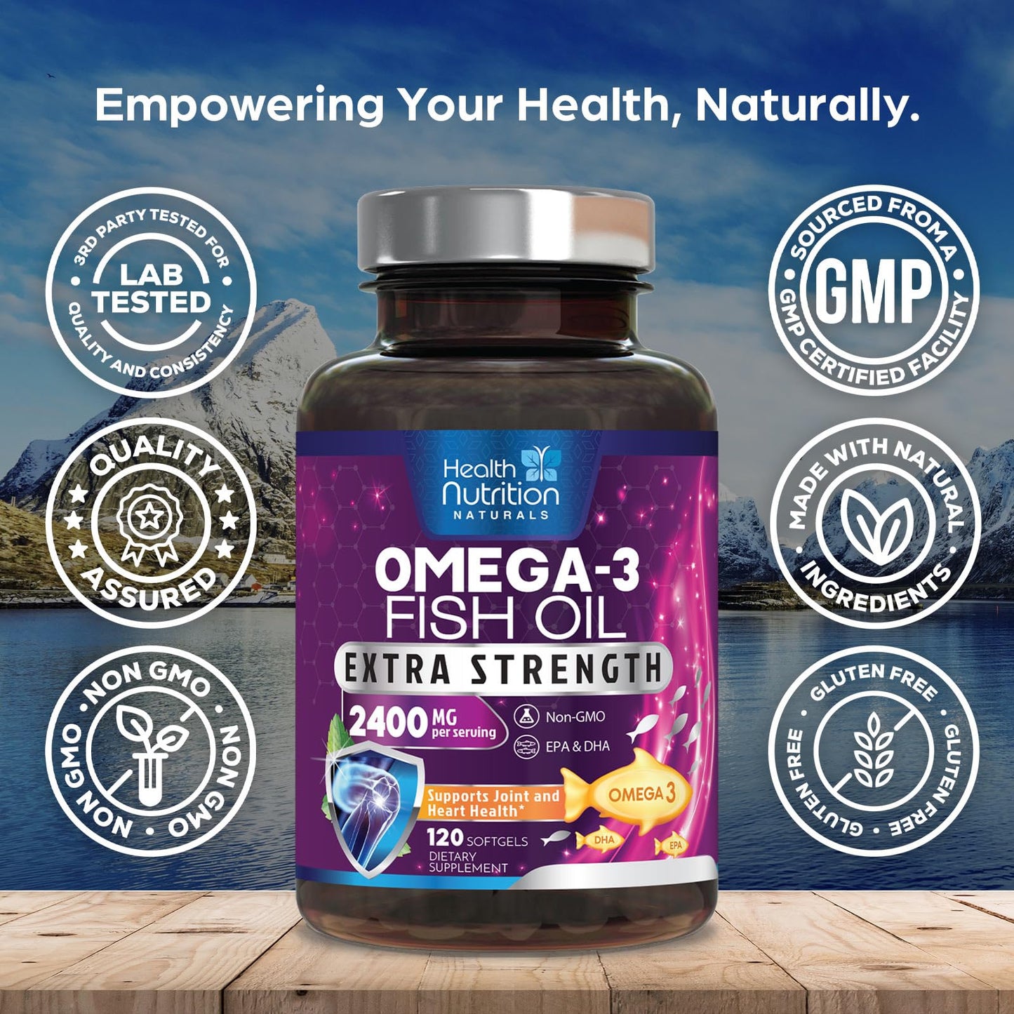 Health Nutrition Naturals Omega-3 Fish Oil Supplements 120 Softgels