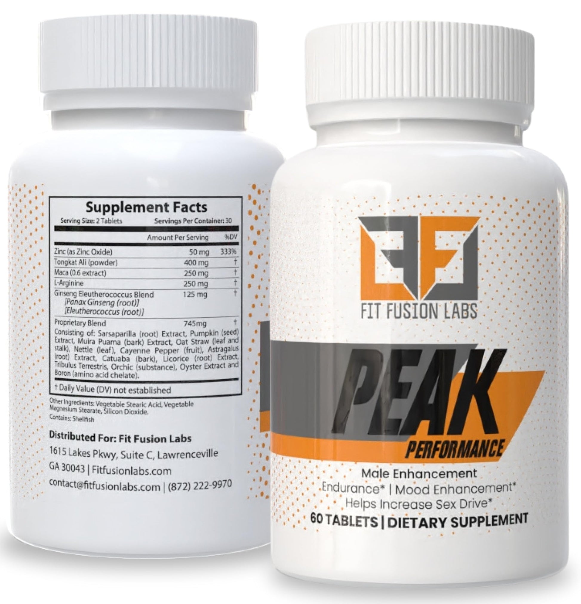 Fit Fusion Labs Peak Performance Natural Male Enhancement & Energy Booster – Tongkat Ali, Maca, Zinc & Ginseng – Supports Stamina, Strength & Recovery, 60 Tablets