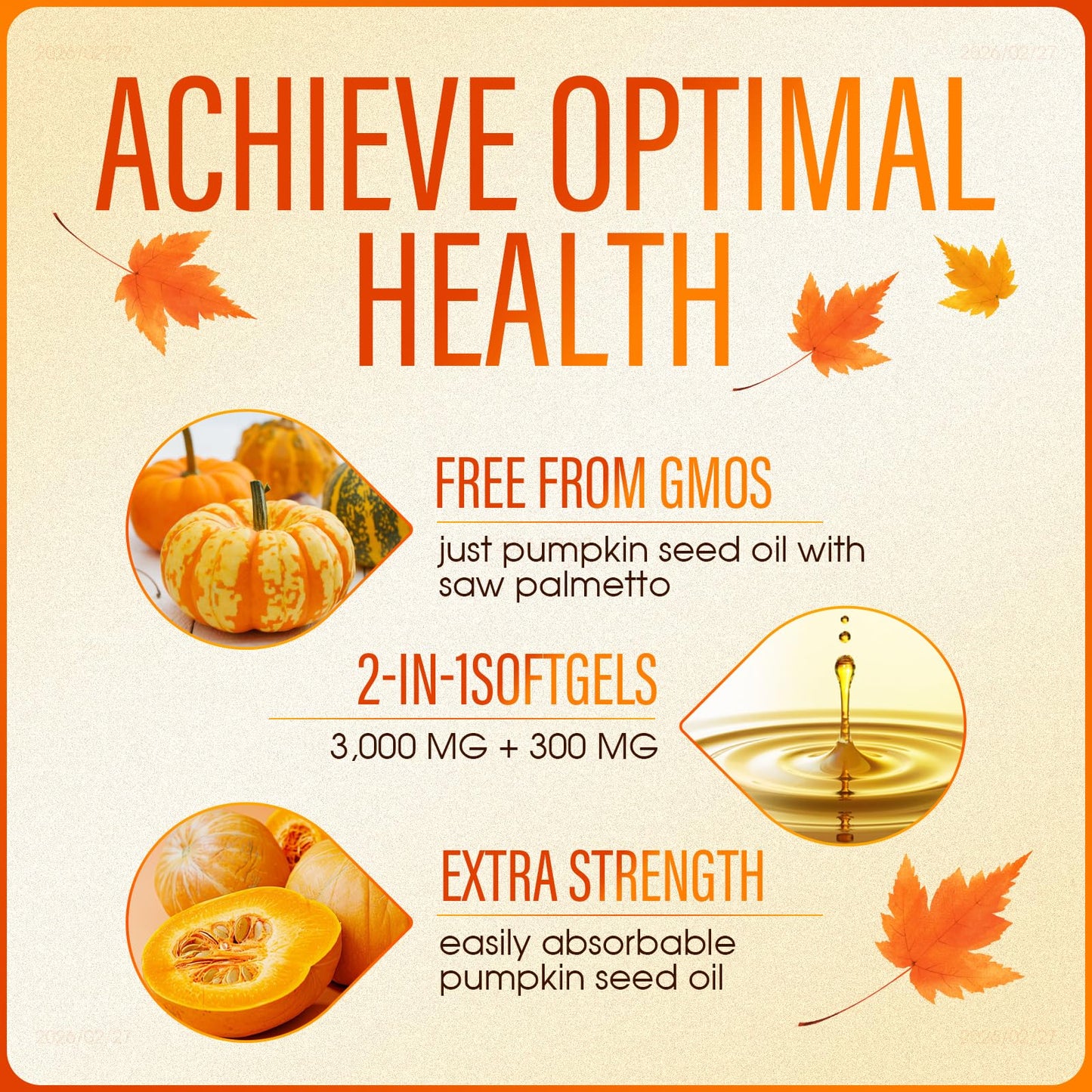 Osdywer Pumpkin Seed Oil Softgels with Saw Palmetto – 3000mg Cold-Pressed Virgin Oil, 150 Softgels