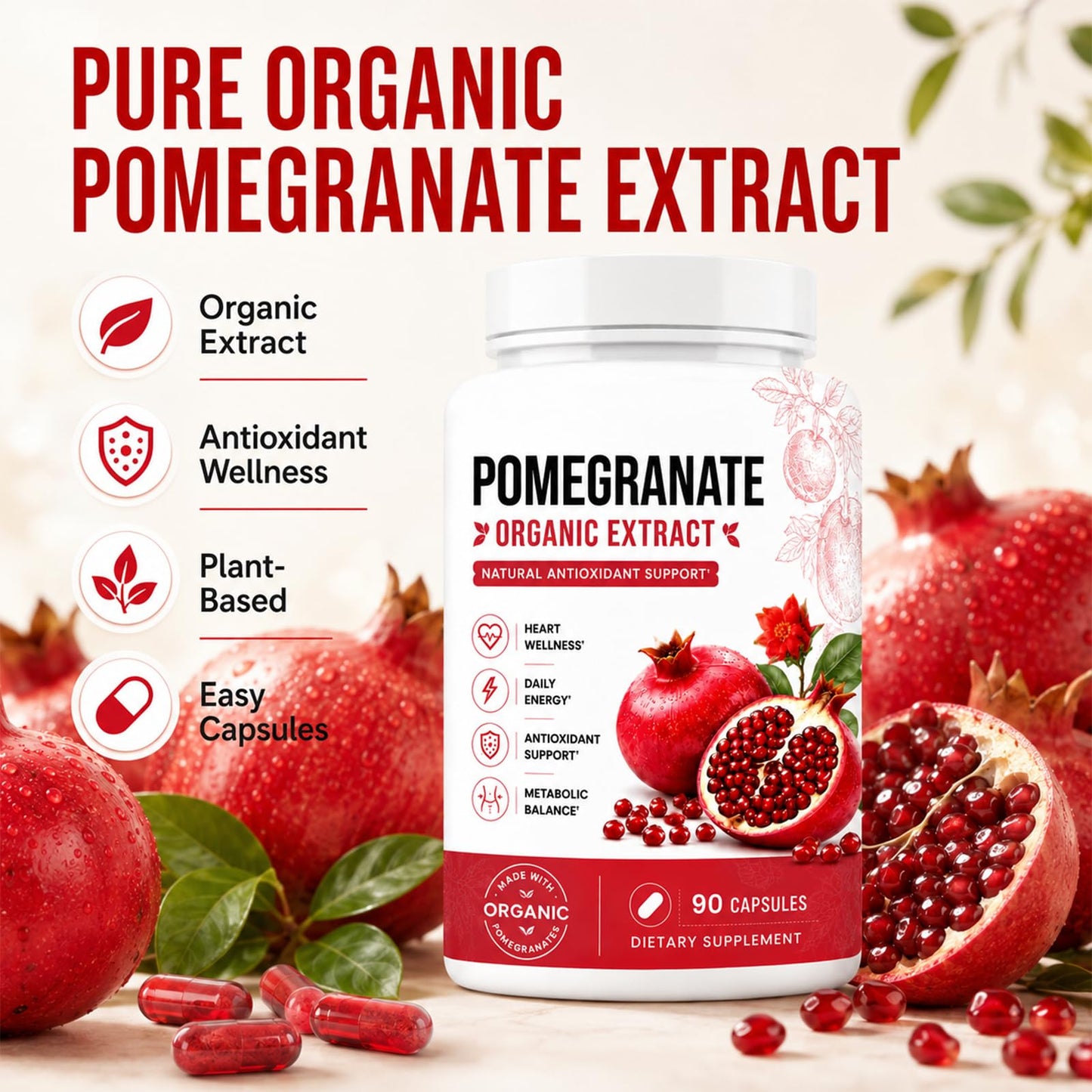 Fuxvao Organic Pomegranate Extract Powder 1 Ounce