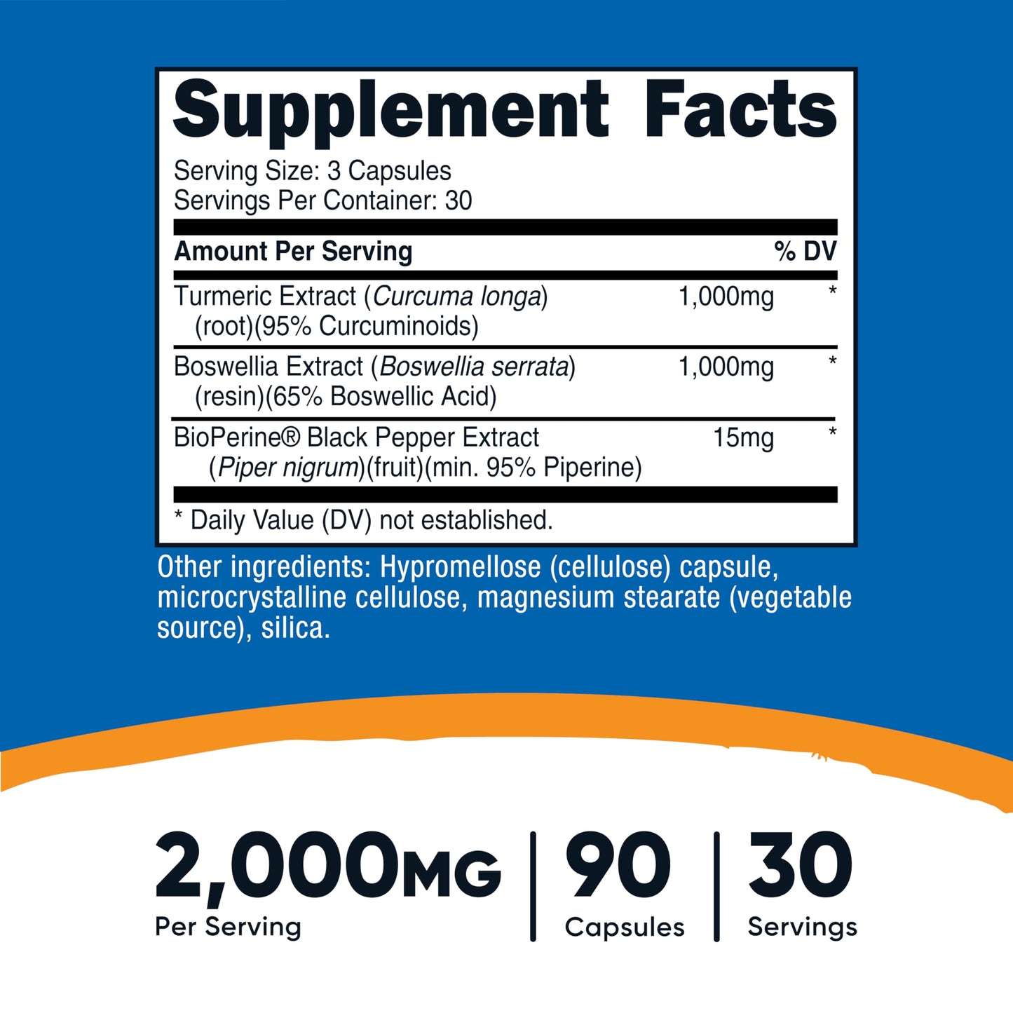 Nutricost Turmeric + Boswellia Supplement 2000mg Capsules 90 Count