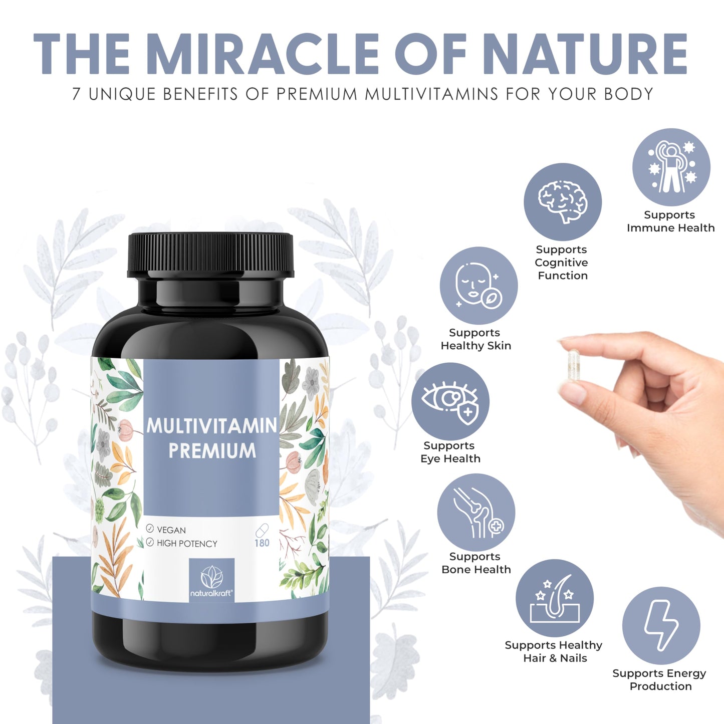 naturalkraft Premium Multivitamin – High-Dose A–Z Complex Capsule, 180 Count