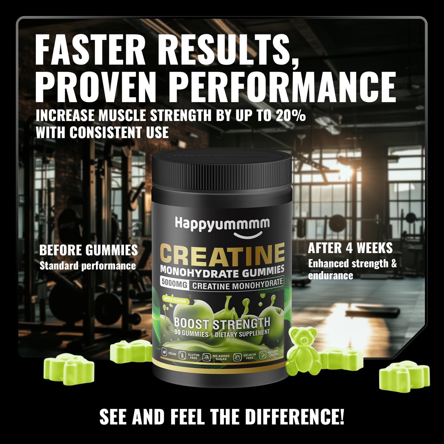 Happyummmm nutrition Creatine Monohydrate Gummies 90 Gummies