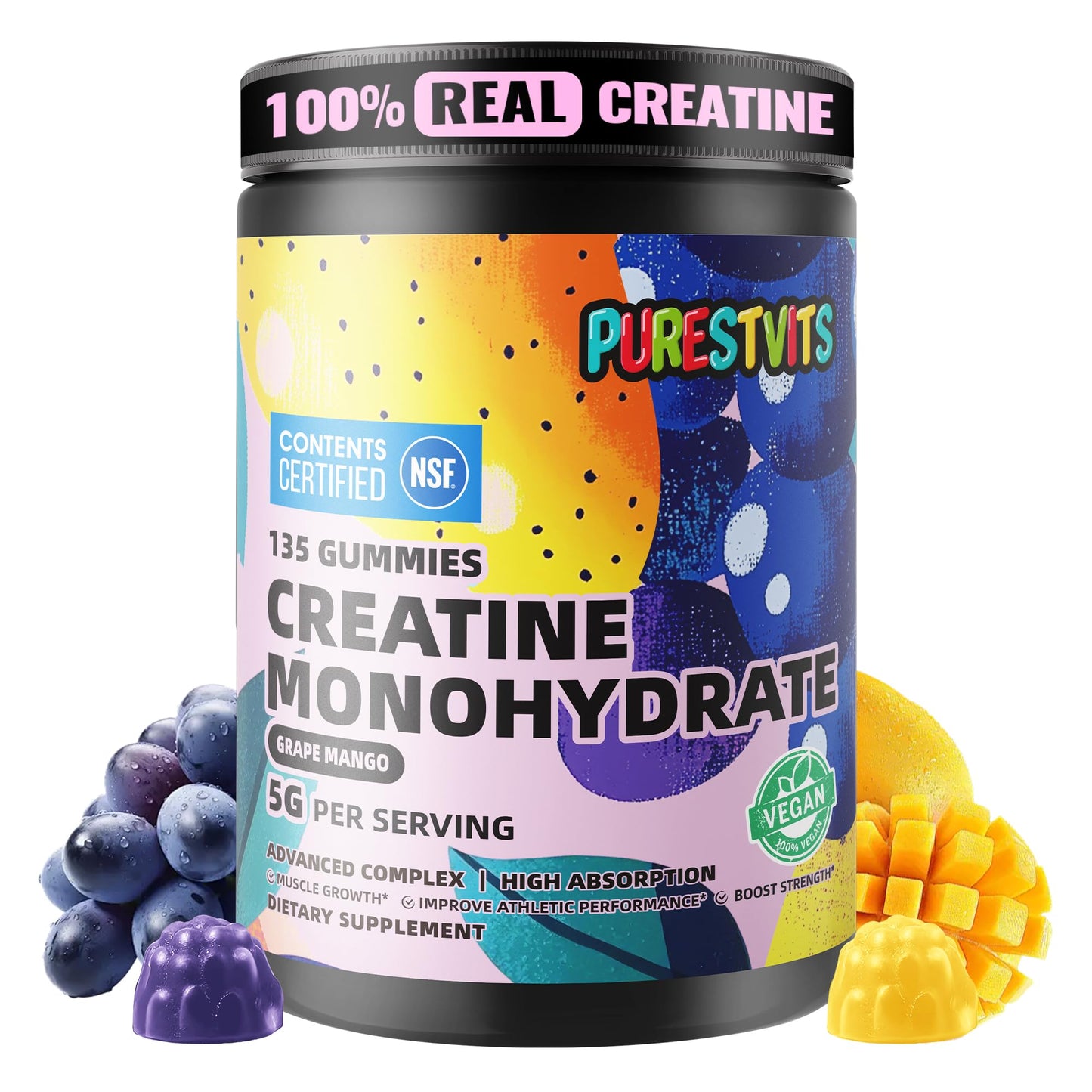 PURESTVITS Creatine Monohydrate Gummies 135 Count