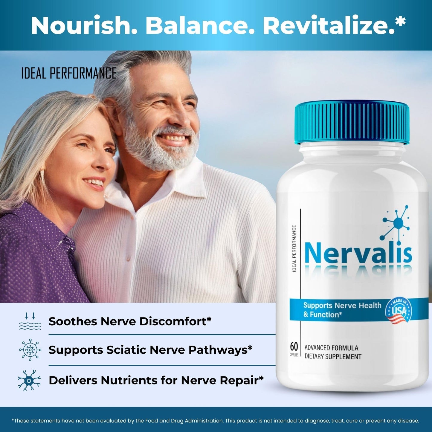 IDEAL PERFORMANCE Nervalis Nerve Supplement, 180 Capsules