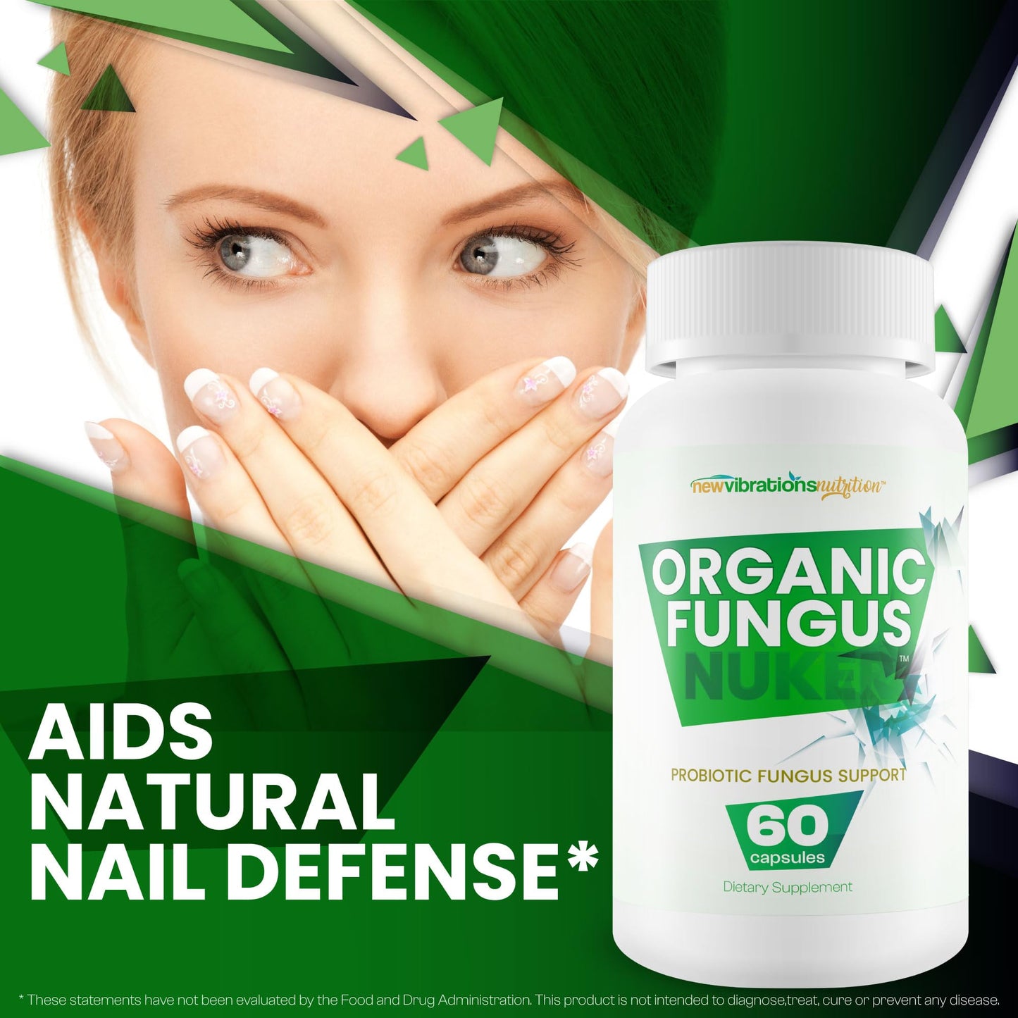 New Vibrations Nutrition Organic Fungus Nuker Probiotic Capsules 60 Count