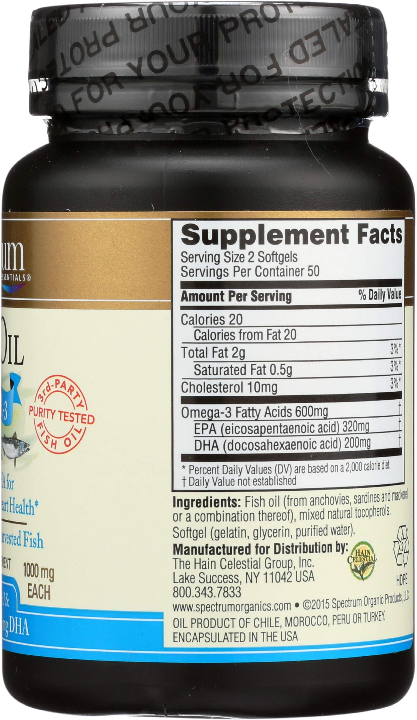 Spectrum Essentials Fish Oil Omega-3 Softgels 1000 mg, 100 Count