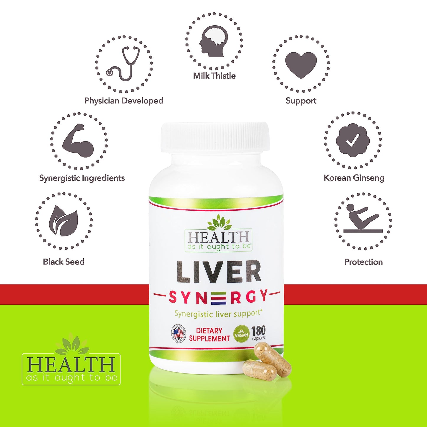 Health As It Ought To Be Liver Syn3rgy Supplement Capsules 180 Count