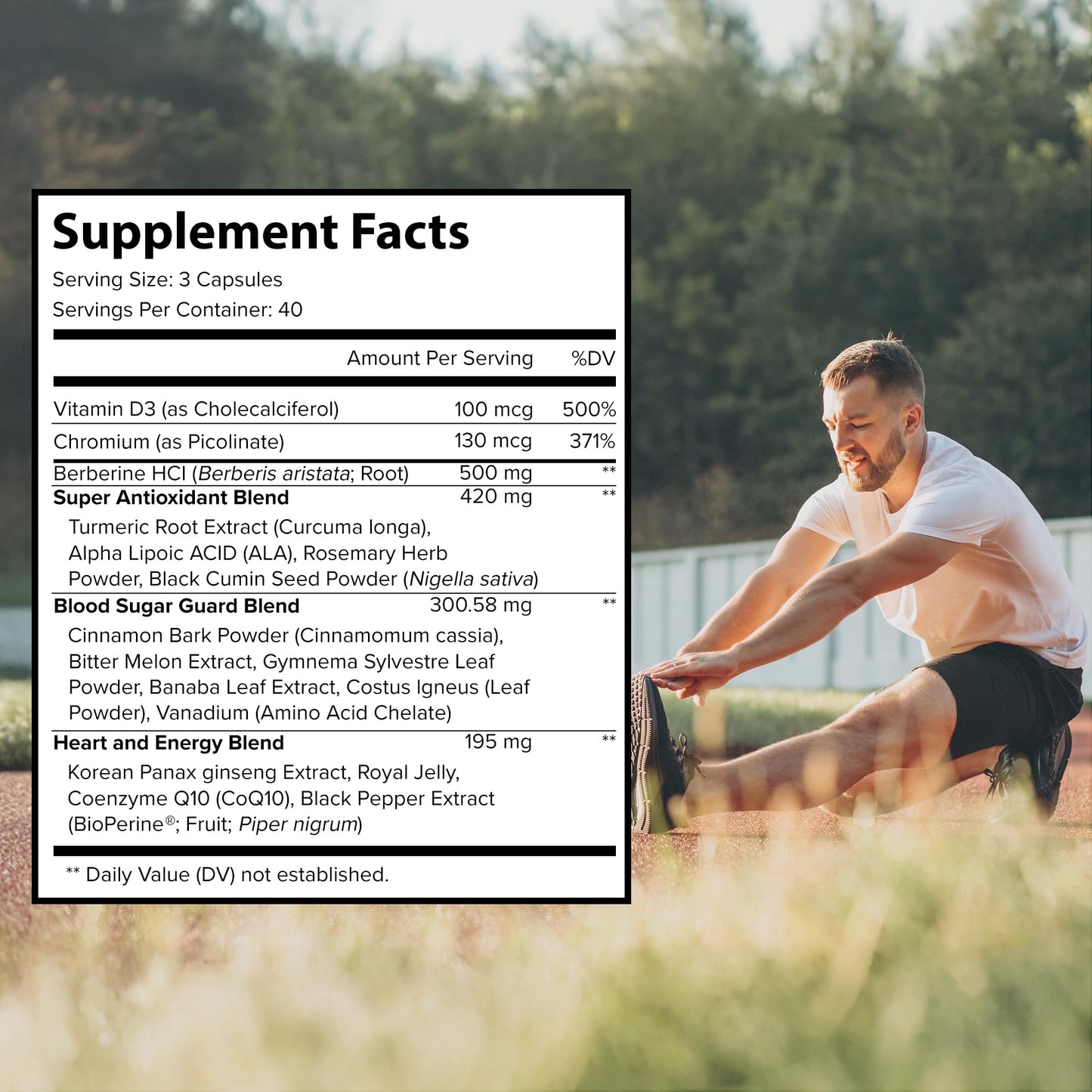 Pure Organic Elements Berberine 500mg with ALA, CoQ10, Turmeric & Cinnamon Capsules 1 Count