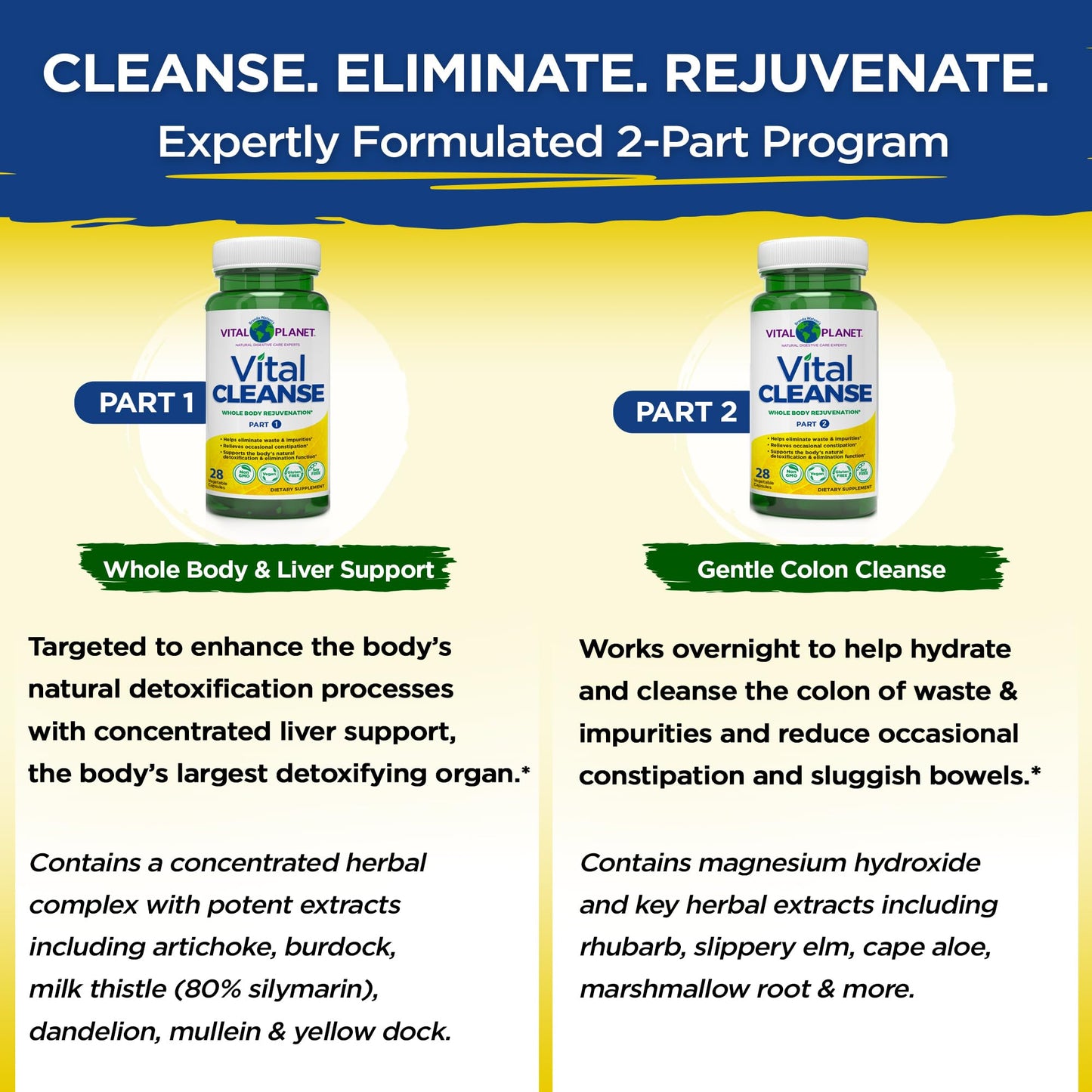 Vital Planet Vital Cleanse with Milk Thistle, Magnesium, Cape Aloe and Herbs Capsules, 56 Count