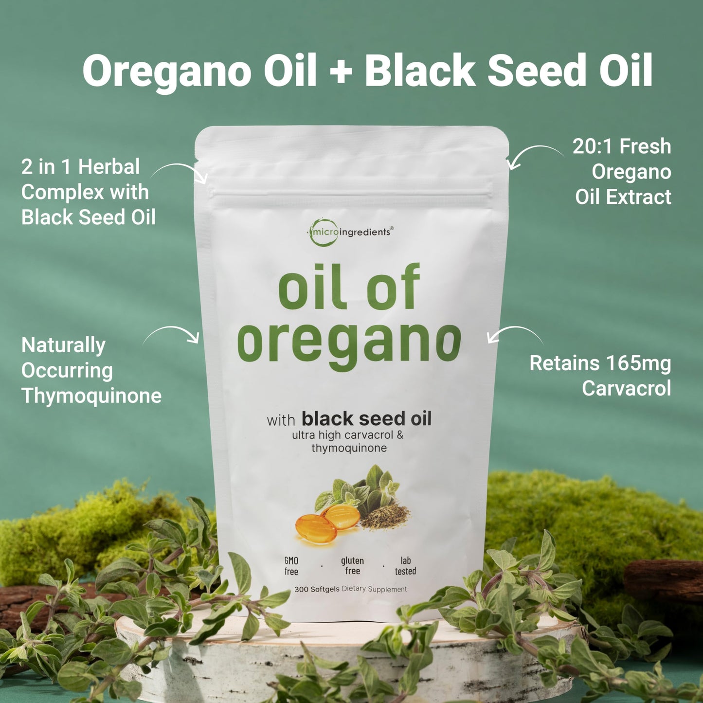 Micro Ingredients Oil of Oregano Softgels 300 Count