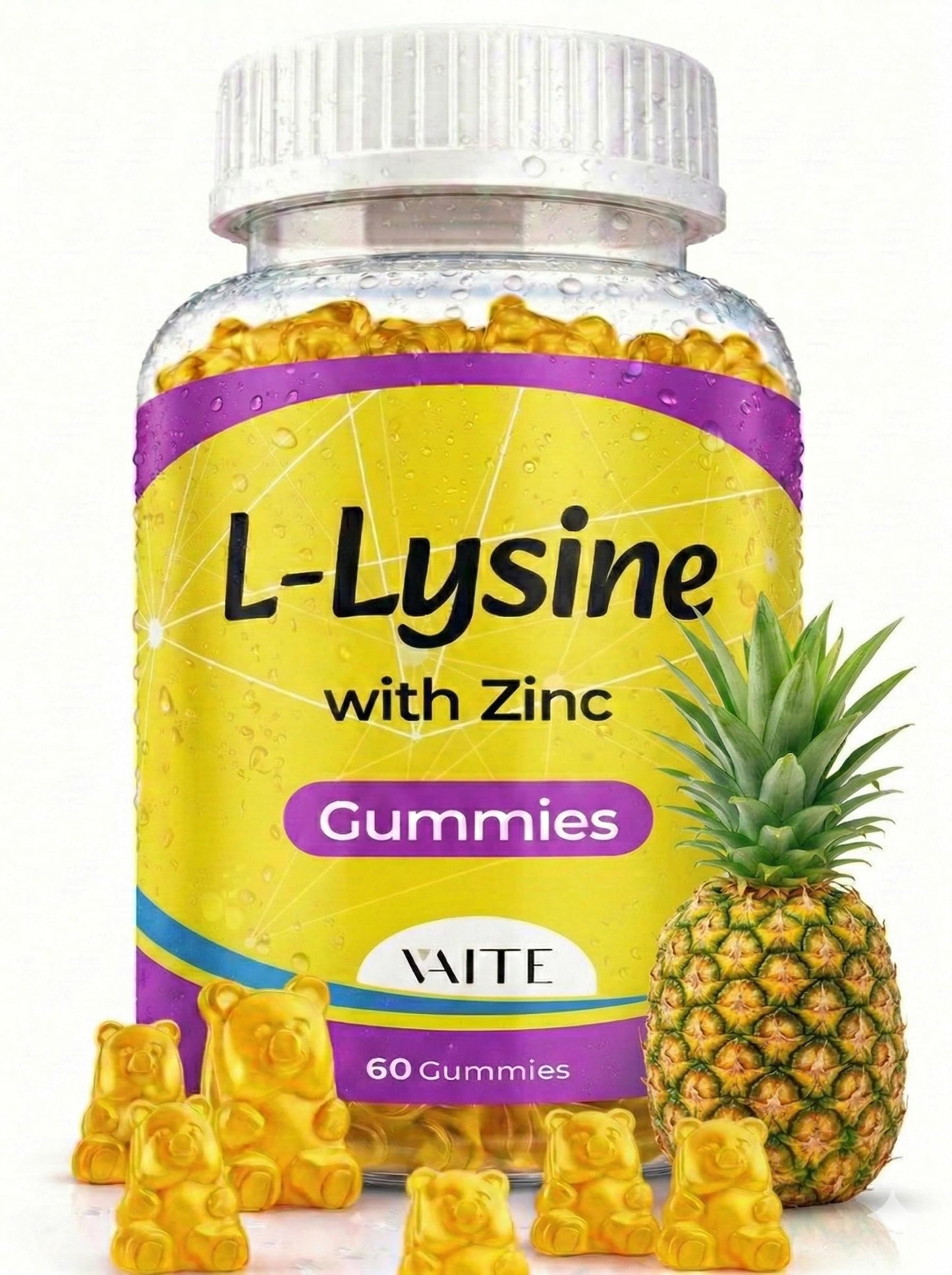 VAITE L-Lysine Gummies 1000mg with Zinc, 60 Gummies