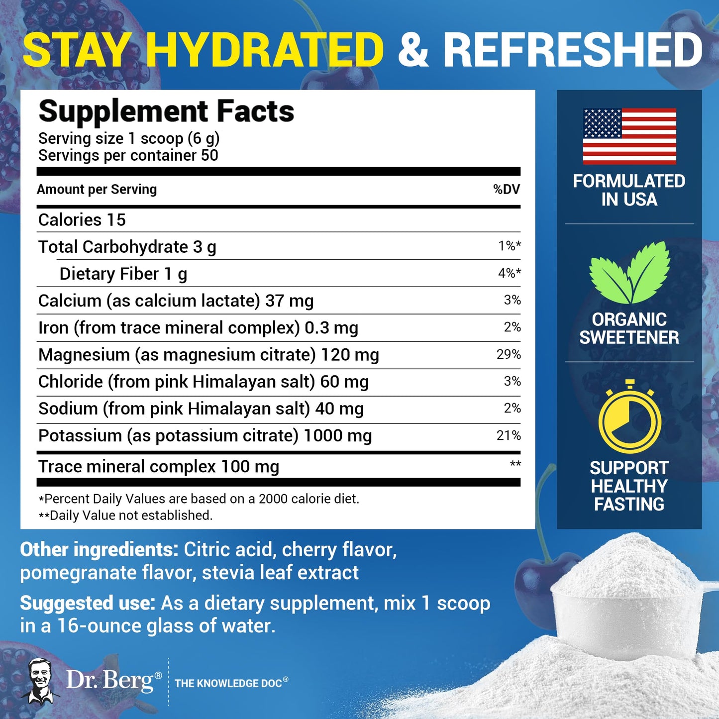 Dr. Berg Nutritionals Zero Sugar Hydration Keto Electrolyte Powder, 11.04 oz