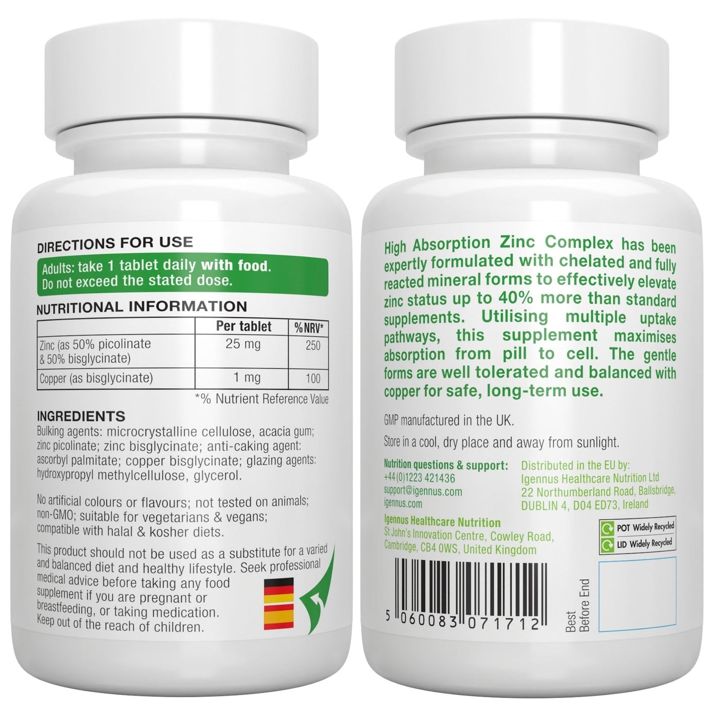 Igennus Healthcare Nutrition Triple Magnesium Complex & Zinc Complex, 360 Tablets