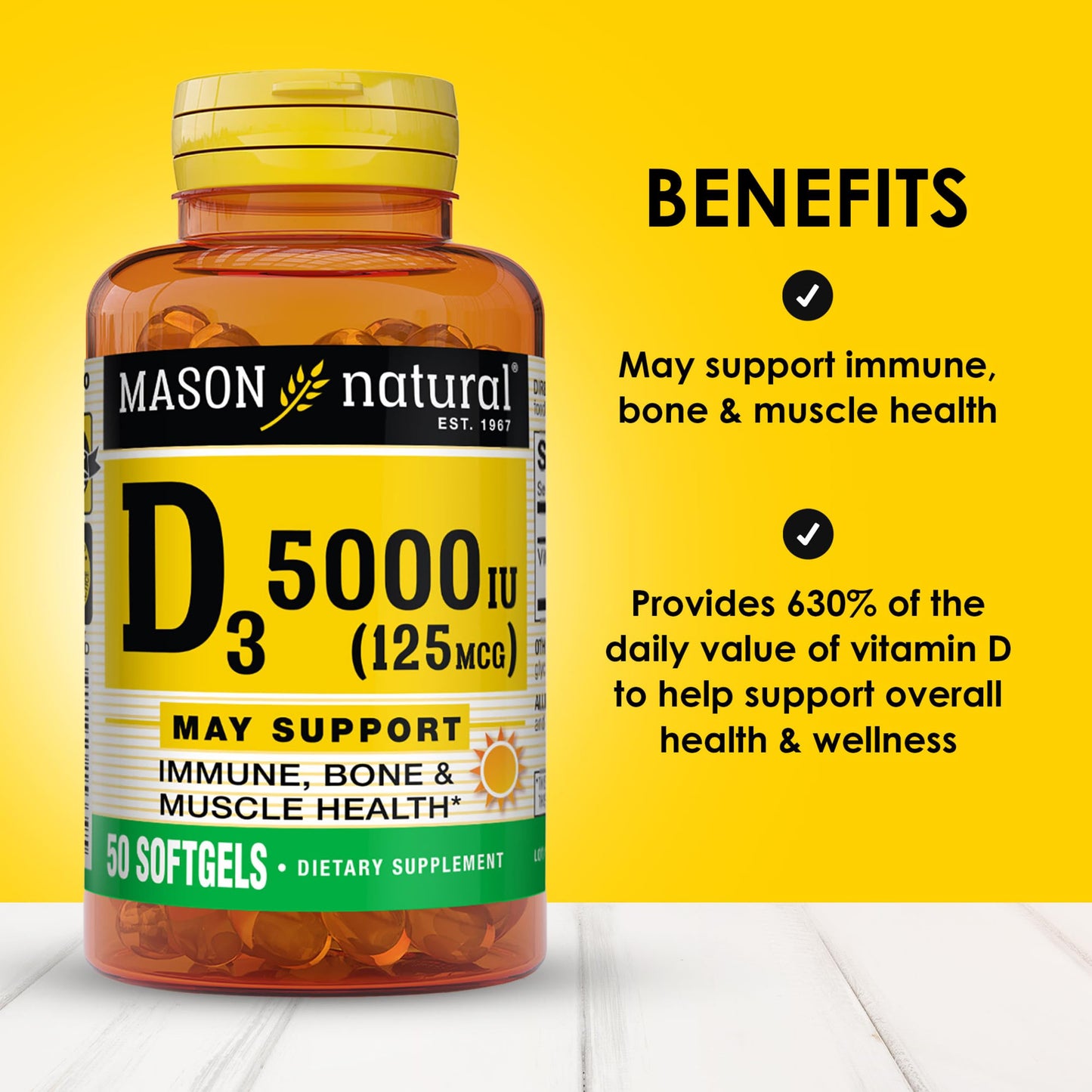 Mason Natural Vitamin D3 Softgels 150 Count